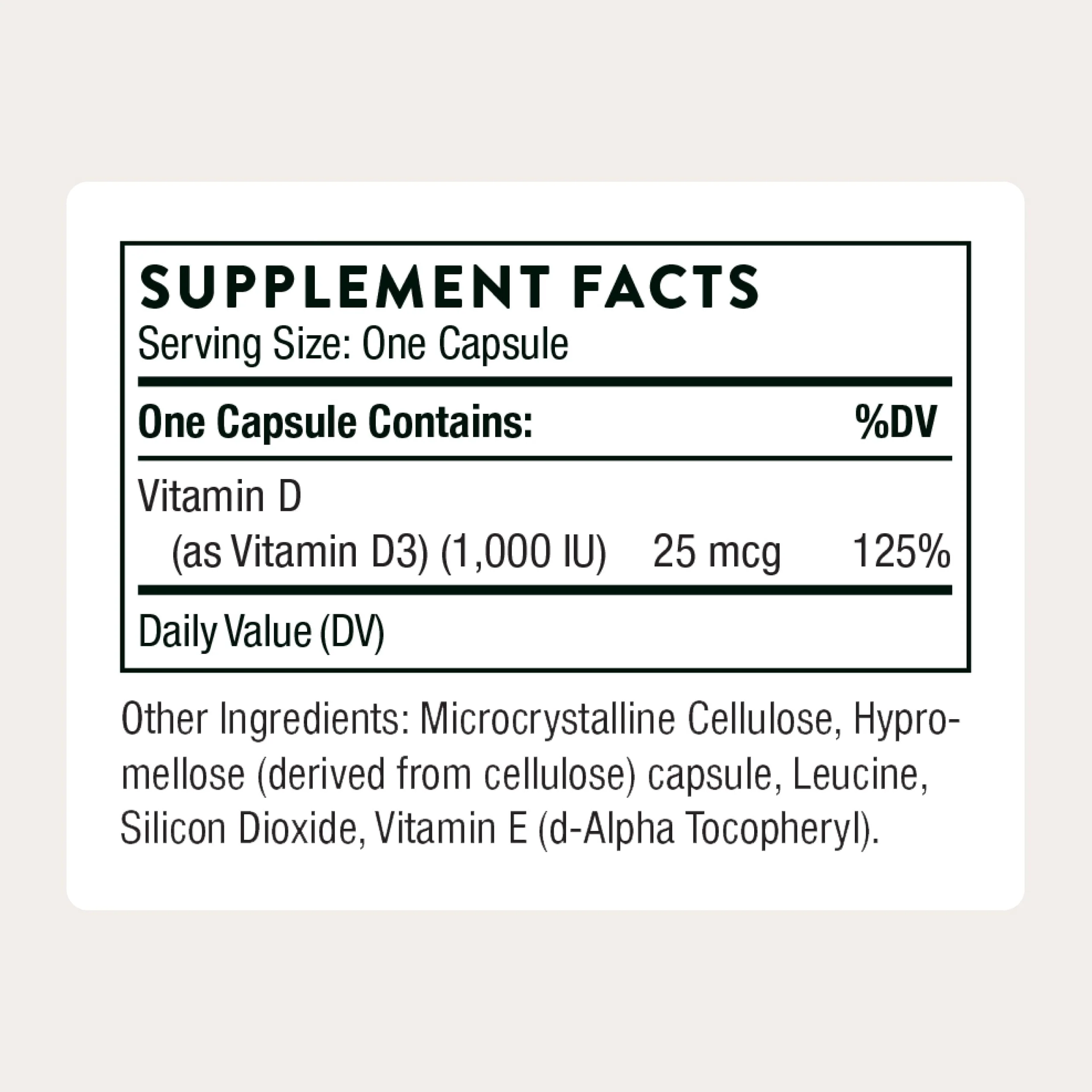 THORNE - Vitamin D3 Supplement - Supports Healthy Bones, Teeth, Muscles, Cardiovascular & Immune Function* - Gluten, Dairy & Soy-Free - 1,000 IU - 90 Servings - Image 8