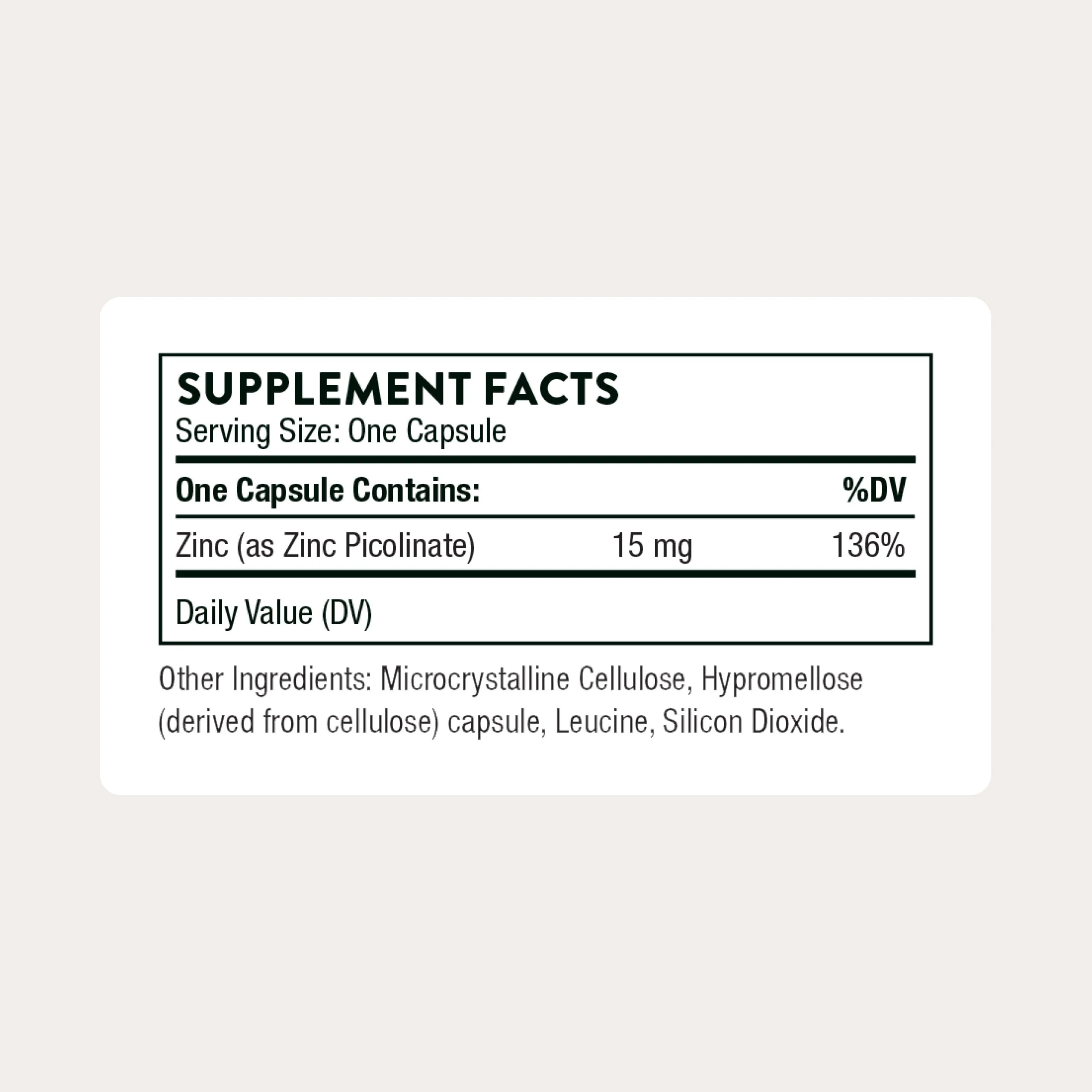 THORNE - Zinc Picolinate 15mg - Highly Absorbable Zinc Supplement - Supports Wellness, Immune System, Eye, Skin, and Reproductive Health* - Gluten-Free, Soy-Free, Dairy-Free - 60 Capsules - Image 8