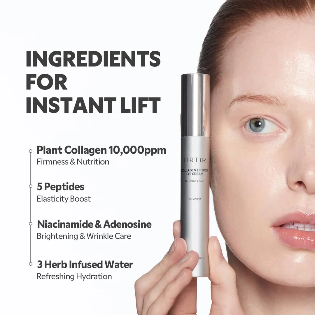 TIRTIR Collagen Lifting Eye Cream - Roller Applicator, Wrinkle Spot Treatment, Revitalizing Moisturizer,Tightening Under Eye For Wrinkles,Fine Lines, Under Eye Bags, Lift Treatment For Men & Women - Image 5