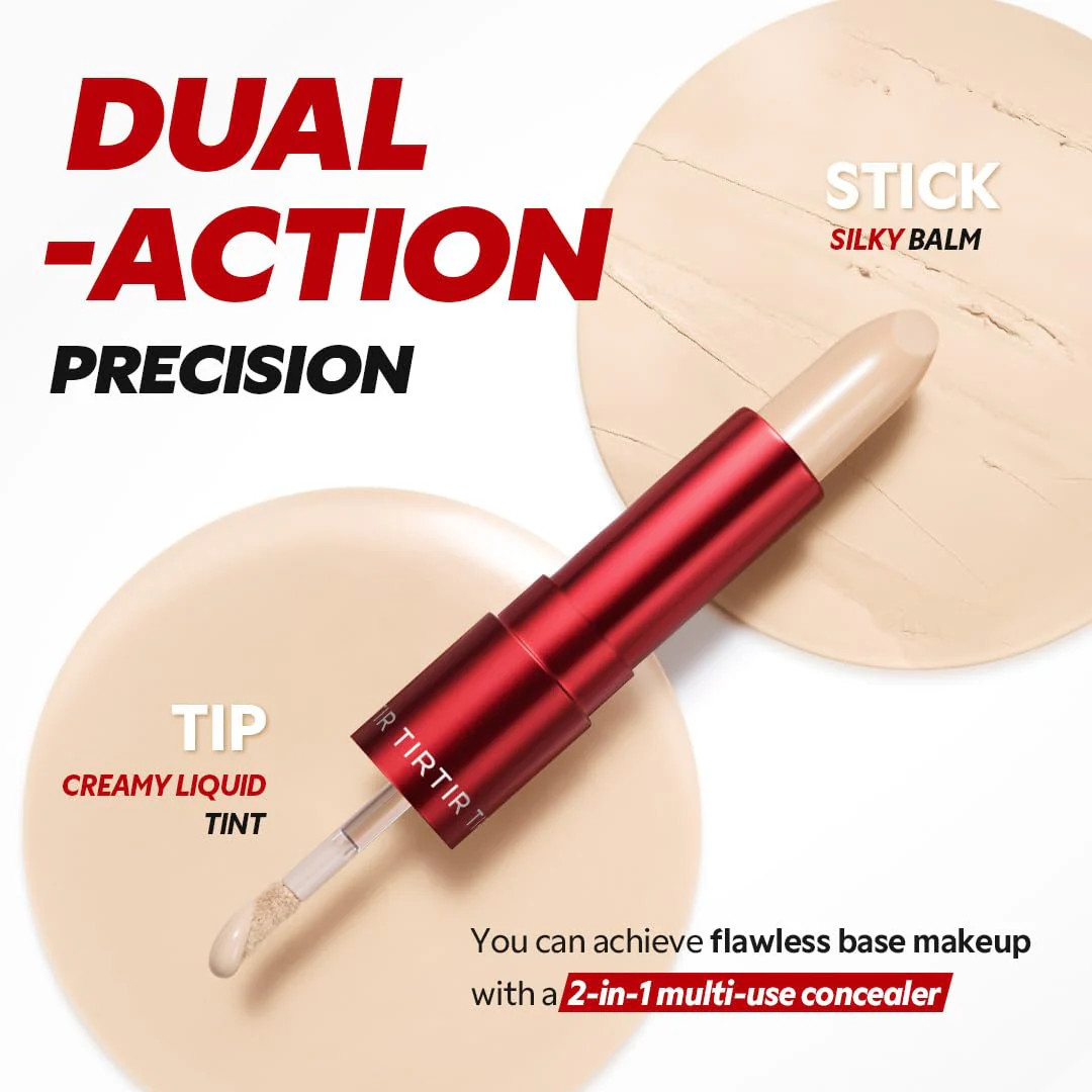 TIRTIR Glide&Hide Blurring Concealer - Creamy texture, Conceals dark circles and wrinkles, Dual formula (liquid tip & balm stick), Long-lasting wear, Korean Makeup, #1.5W, 0.28 Oz - Image 7