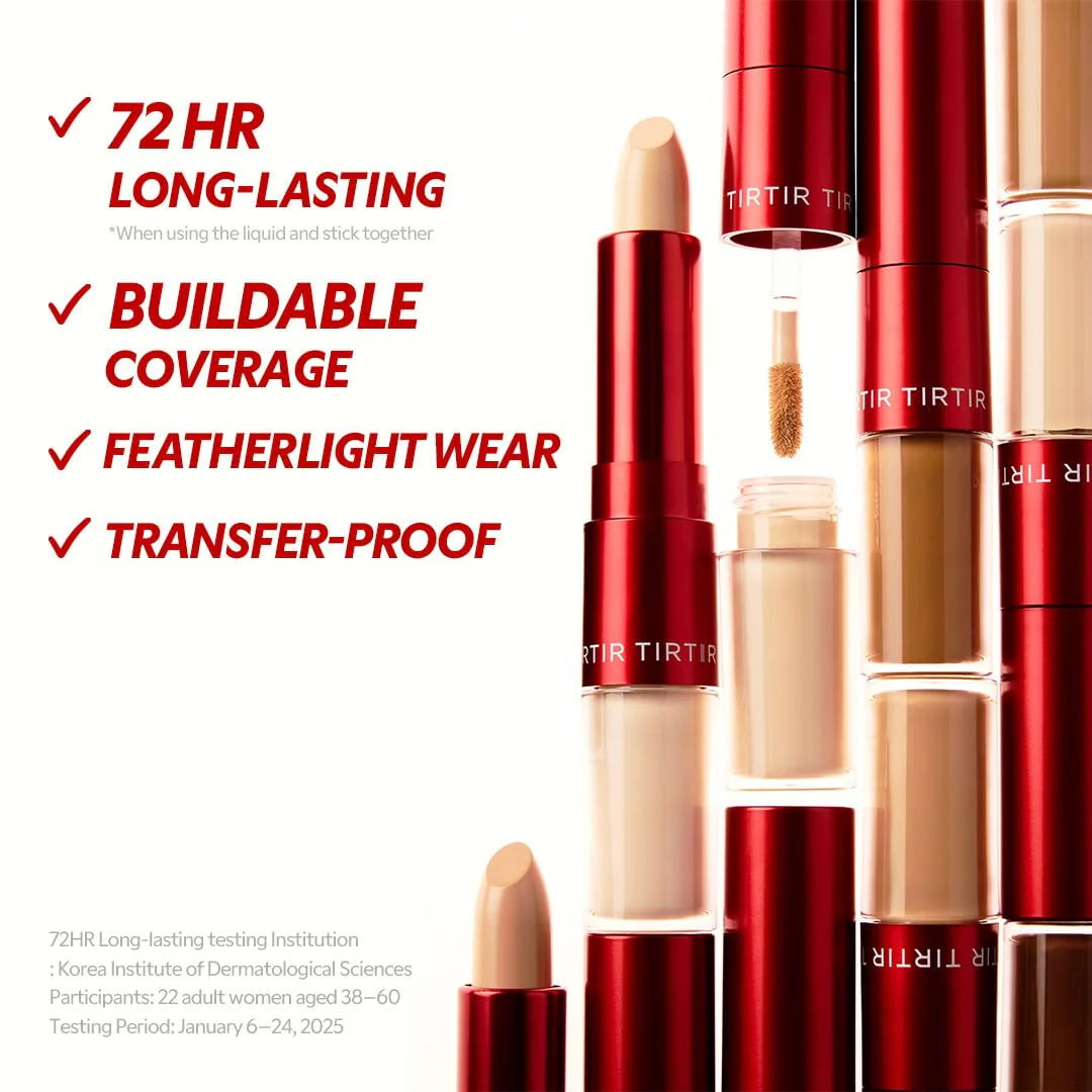 TIRTIR Glide&Hide Blurring Concealer - Creamy texture, Conceals dark circles and wrinkles, Dual formula (liquid tip & balm stick), Long-lasting wear, Korean Makeup, #2C, 0.28 Oz - Image 5