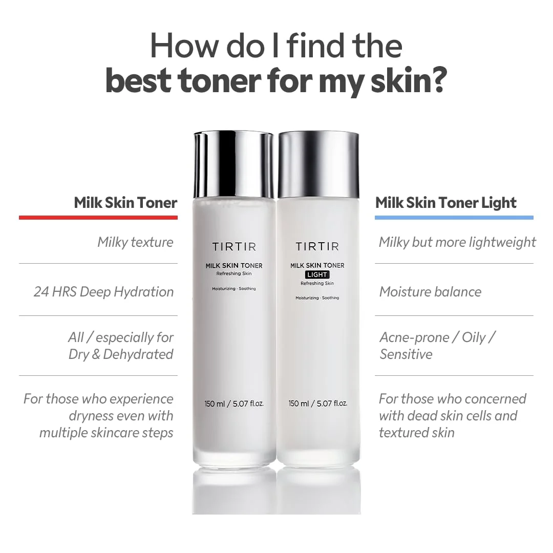 TIRTIR Milk Skin Rice Toner Light | Instant Hydration with 4% Niacinamide, Pantenol, Lightweight, Pore-Tightening, Vegan, Acne-Prone, Oily Skin, Fungal Acne Safe, Korean Skin Care, 5.07 Fl Oz - Image 3