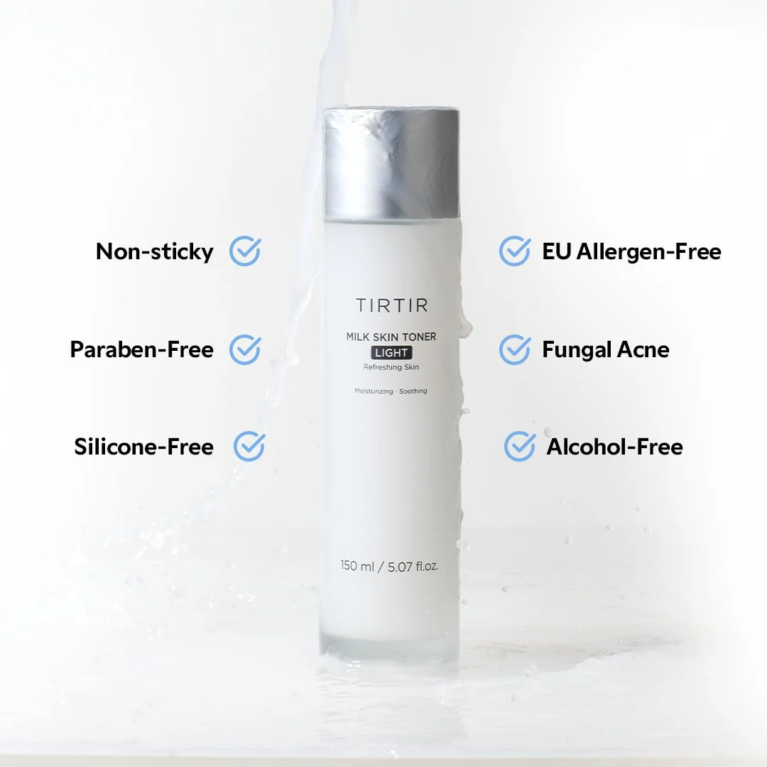 TIRTIR Milk Skin Rice Toner Light | Instant Hydration with 4% Niacinamide, Pantenol, Lightweight, Pore-Tightening, Vegan, Acne-Prone, Oily Skin, Fungal Acne Safe, Korean Skin Care, 5.07 Fl Oz - Image 4