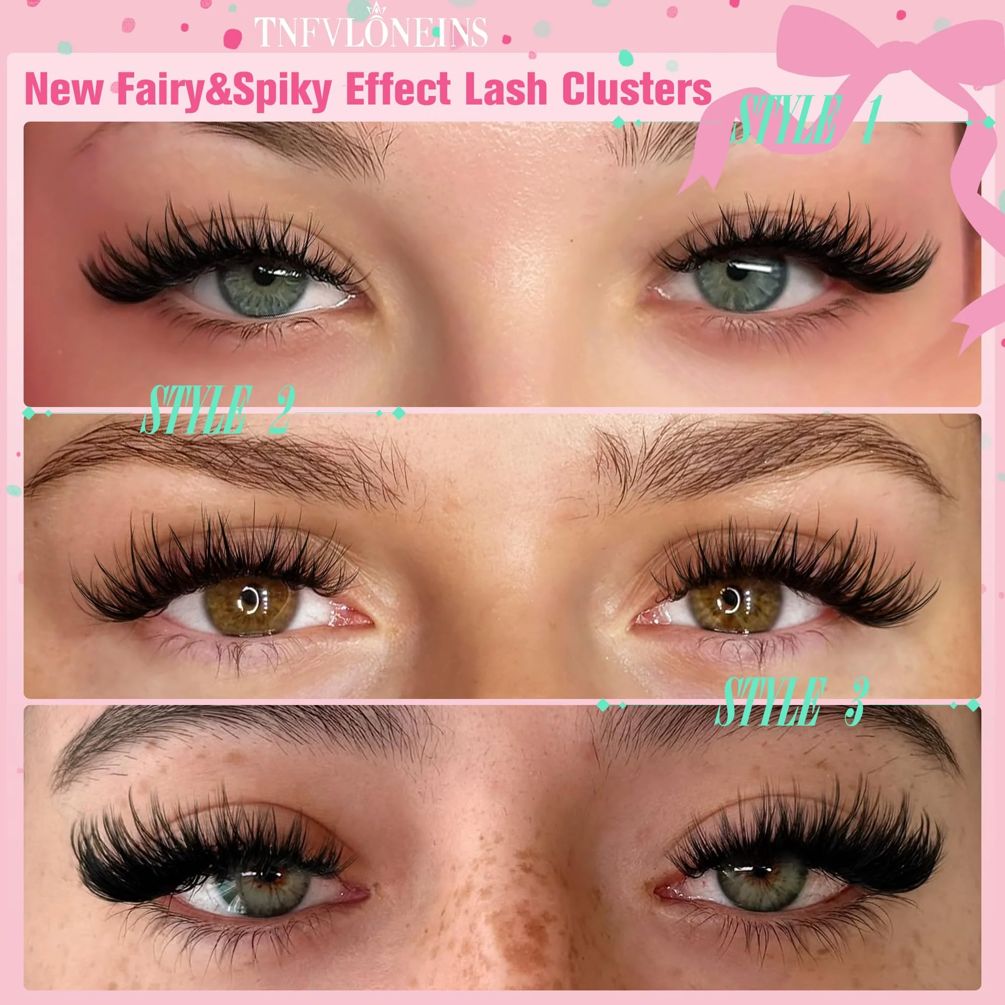 TNFVLONEINS Lash Clusters Wispy Eyelash Clusters Spiky Individual Lashes Clusters D Volume Cluster Eyelash Extensions DIY Cluster Extension Thick Eyelash Cluster (10-16MM,3 Styles) - Image 7
