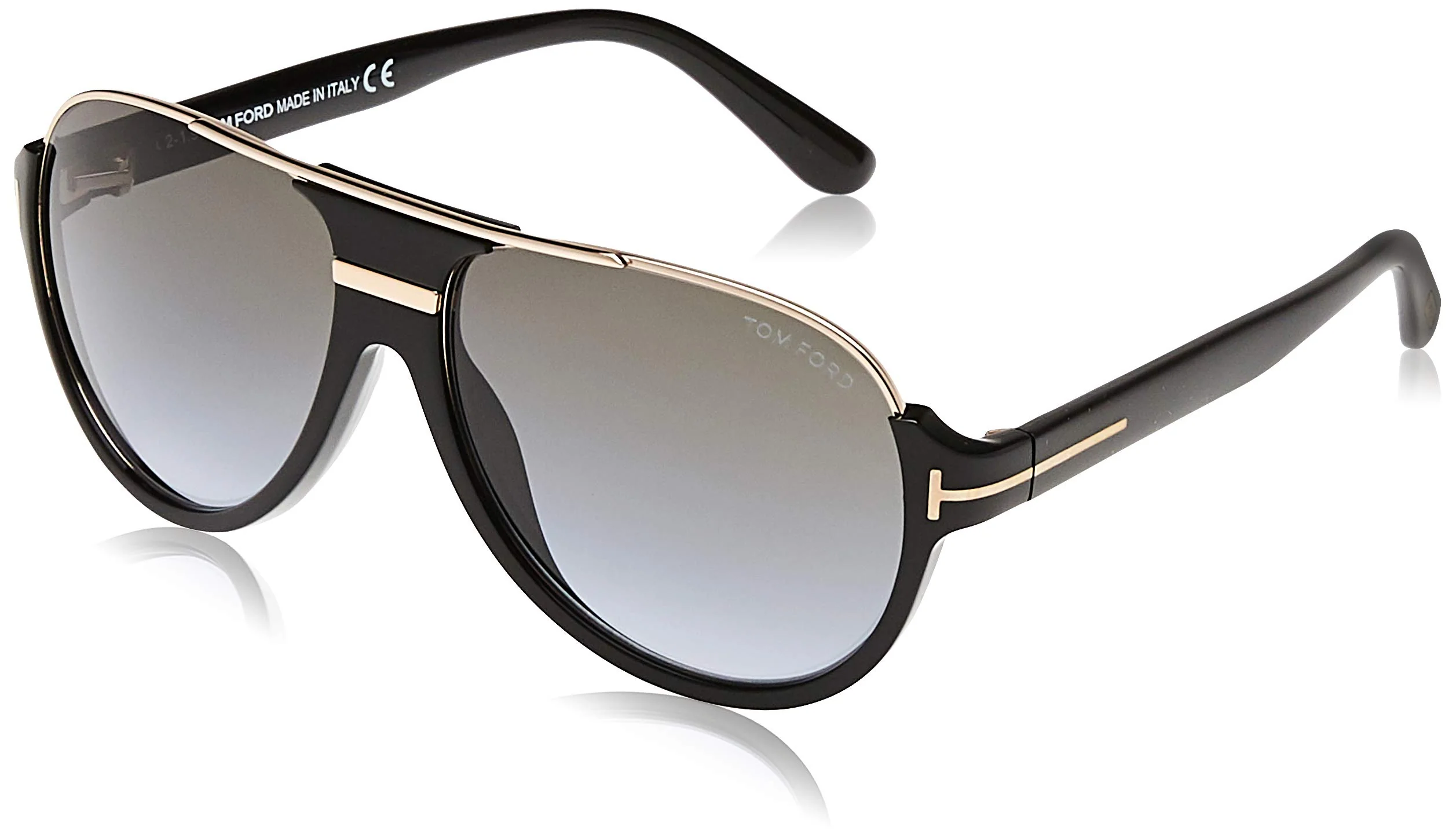 Tom Ford Modern Rectangular Sunglasses, Black (Nero Lucido/Verde Grad), 59