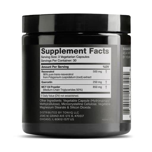 Toniiq 1600mg Resveratrol Blend - Ultra High Purity and 3rd Party Tested - with MCT Oil for Added Bioavailability - Optimal NAD Supplement - Image 8
