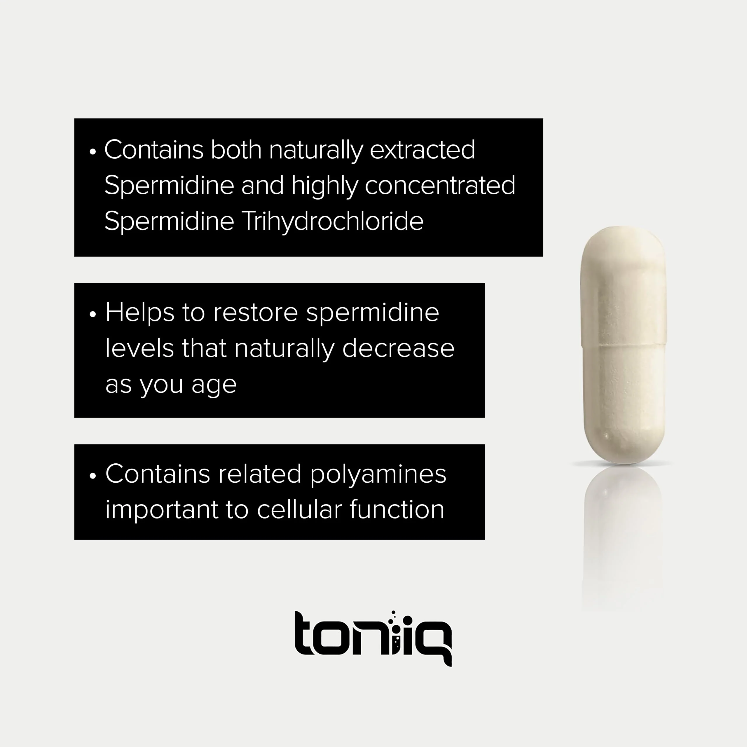 Toniiq 22mg Ultra Concentrated Spermidine Supplement -Spermidine Supplements for Men and Women - Rice Germ Extract and Trihydrochloride Complex Blend - 60 Vegetarian Capsules - 30 Servings - Image 8