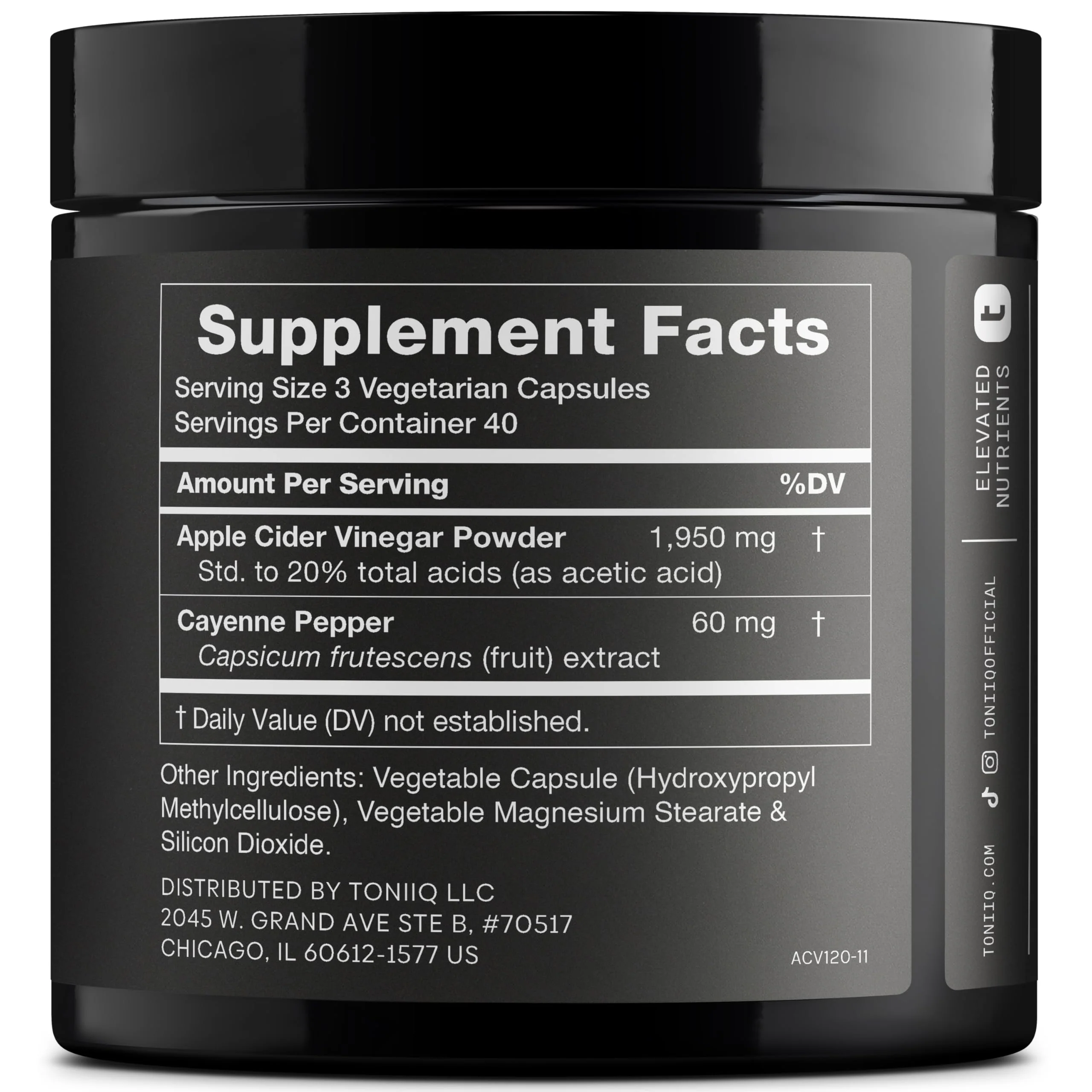 Toniiq Apple Cider Vinegar Capsules - Ultra High Potency 2,010mg Formula with 20% Acetic Acid & Cayenne Pepper - Made with The Mother - Third-Party Lab Tested - 120 Capsules - Image 8