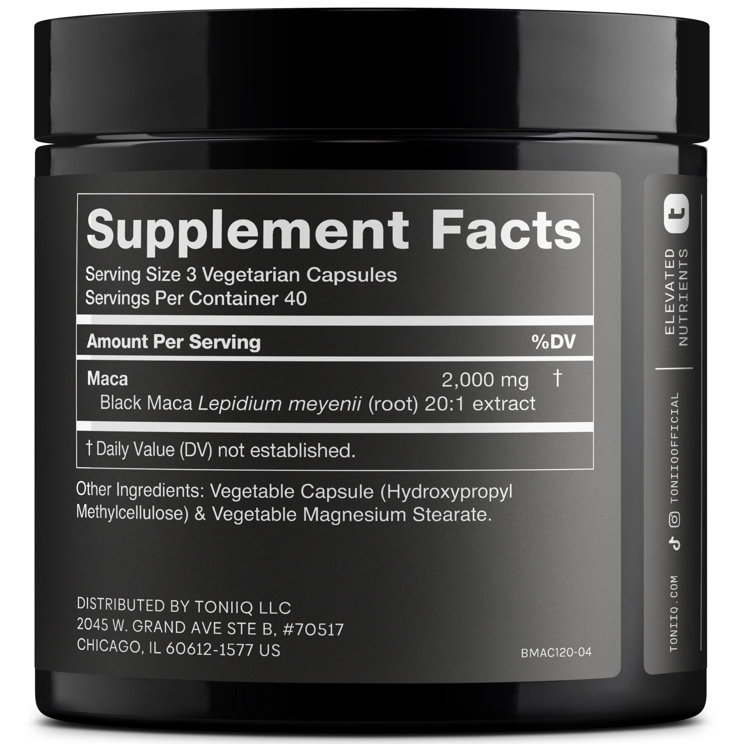 Toniiq Black Maca Root - Ultra High Potency 20:1 Extract - Single Origin, Wildcrafted & Highly Concentrated - Third-Party Lab Tested - 120 Capsules - Image 8