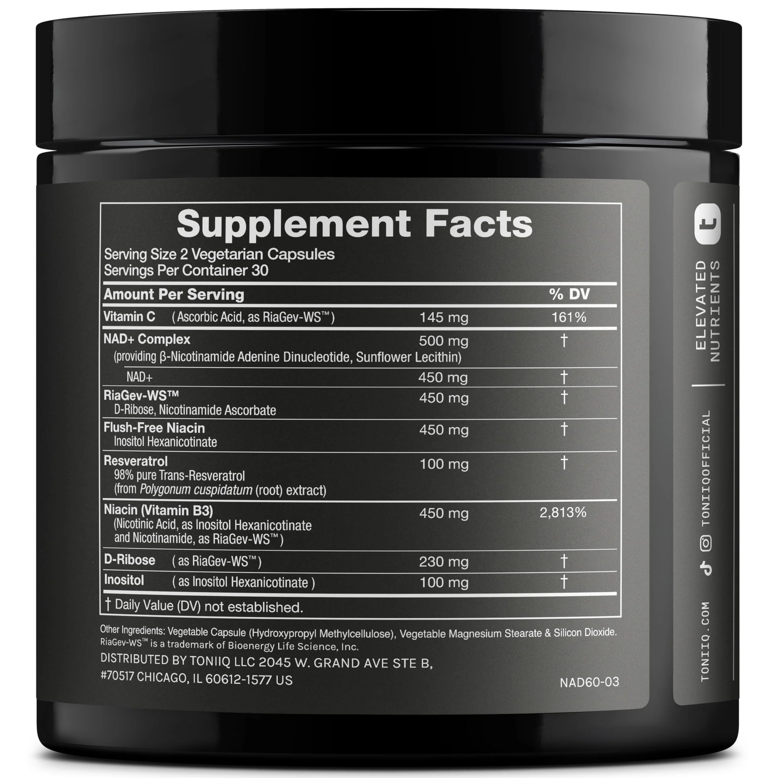 Toniiq Liposomal NAD+ and Resveratrol Supplement - 1500mg Ultra High Strength NAD Supplement - Clinically Studied Ingredients with Patented RiaGev-WS™, Resveratrol, and Niacin - 60 Capsules - Image 5