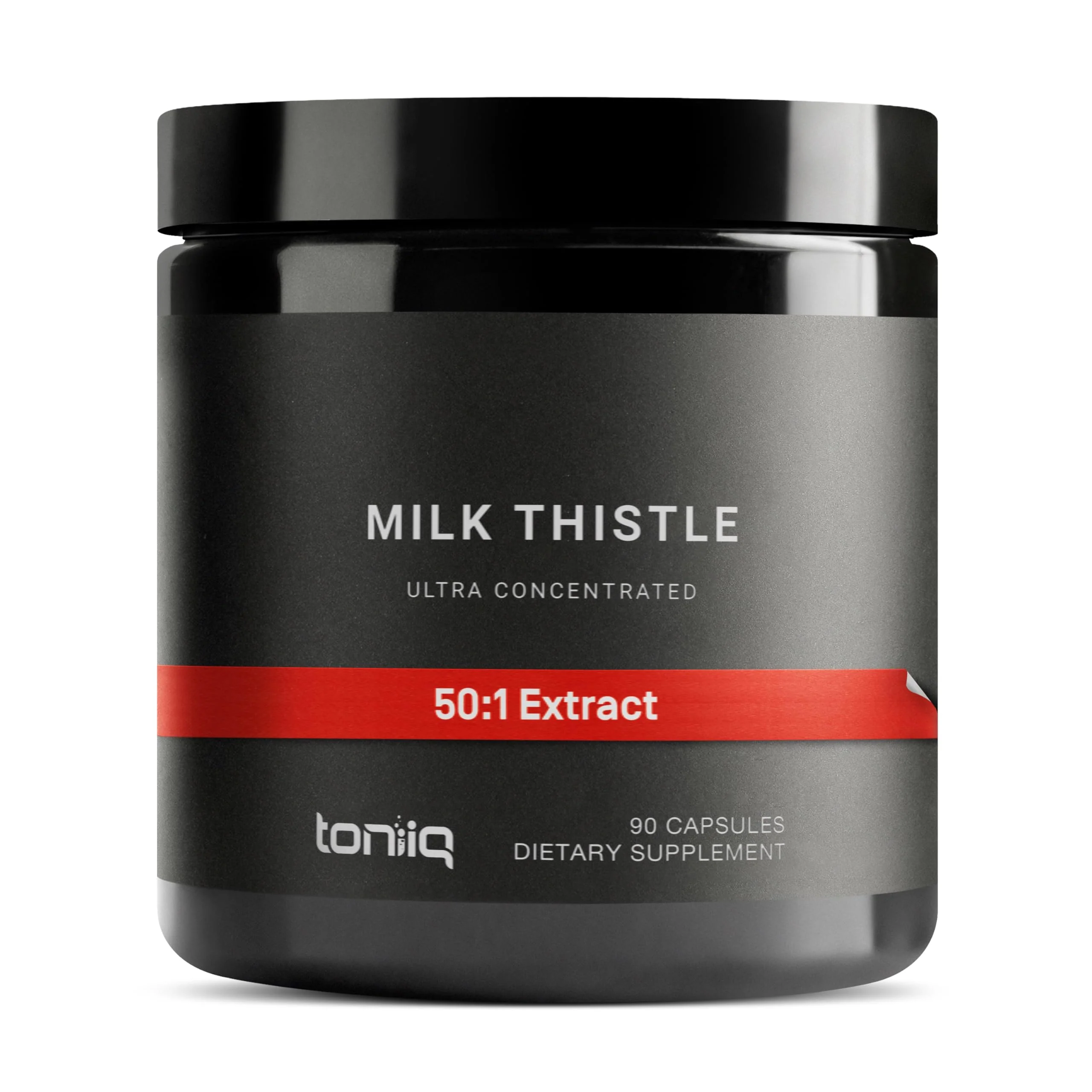 Toniiq Milk Thistle - Ultra High Potency 50:1 Extract with 80% Silymarin - Highly Concentrated - Third-Party Lab Tested - 90 Capsules