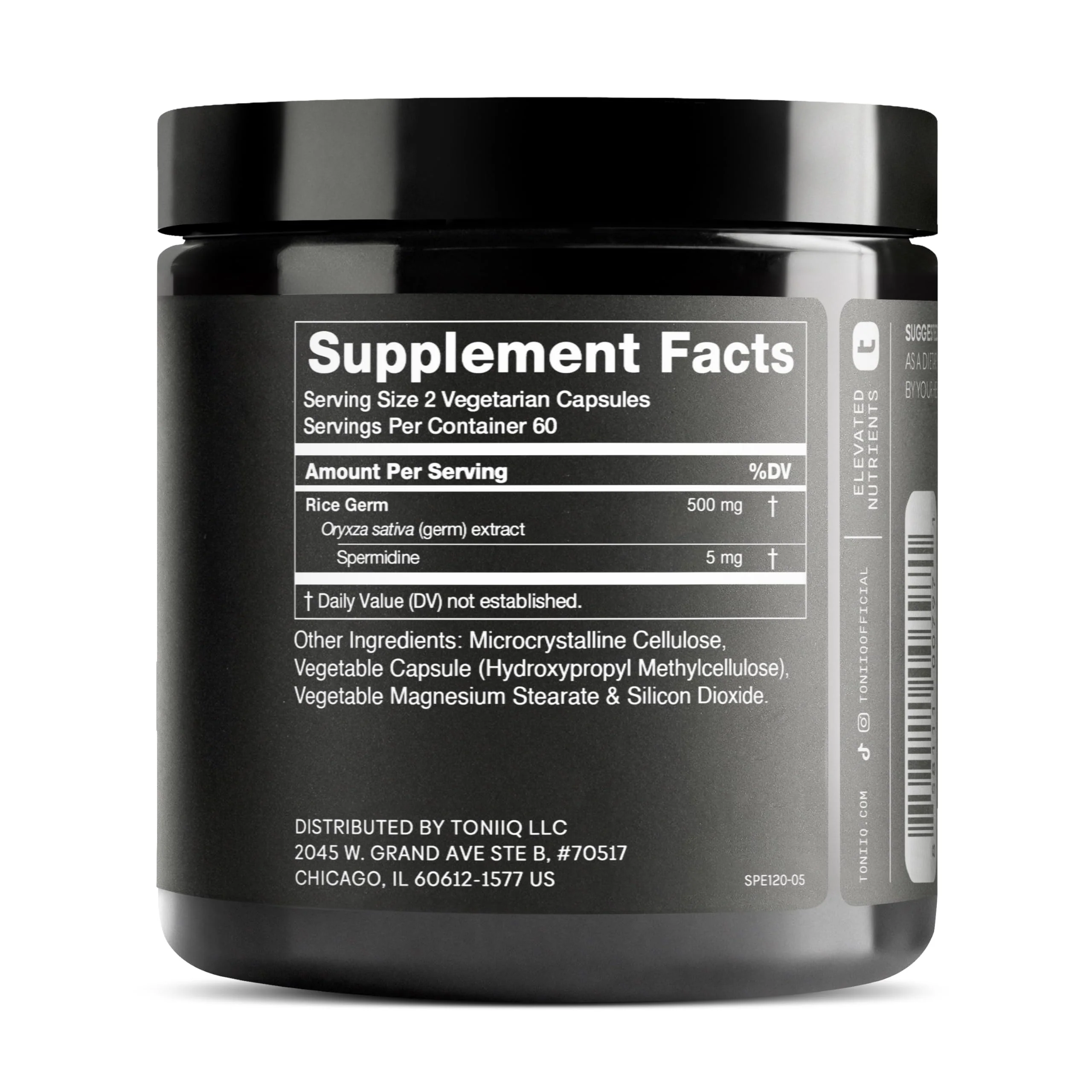 Toniiq Ultra Concentrated 500mg Spermidine Supplements for Men and Women - Non-Synthetic Spermidine Standardized to No Less Than 1% - 5mg per Serving Rice Germ Extract - Image 9