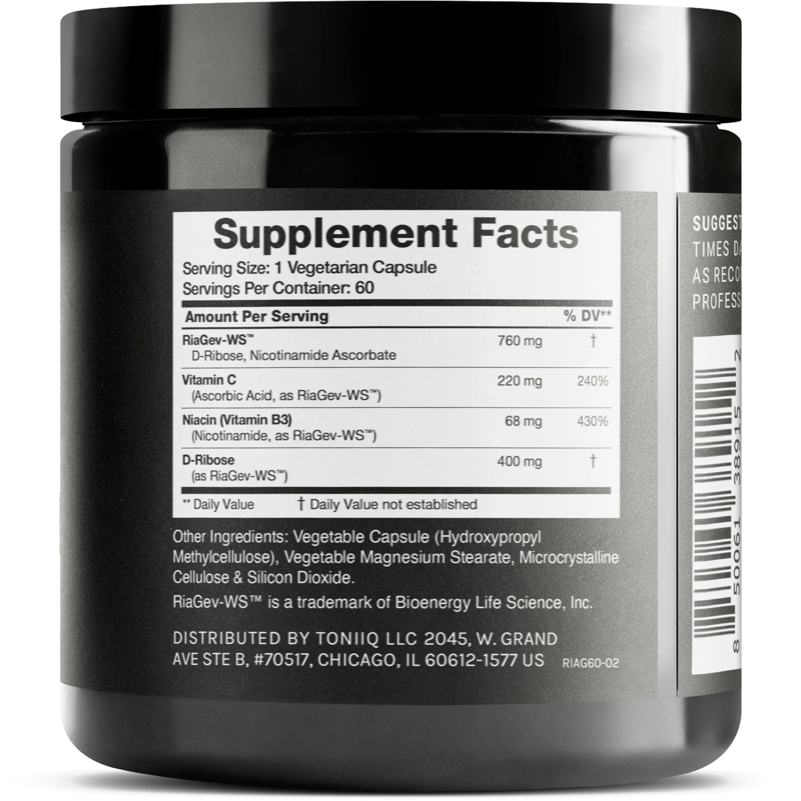 Toniiq Ultra High Potency 1400mg NAD Supplement - NAD+ Nicotinamide B3 Blend with D-Ribose, Niacin -with RiaGev - 3rd Party Tested - Image 8