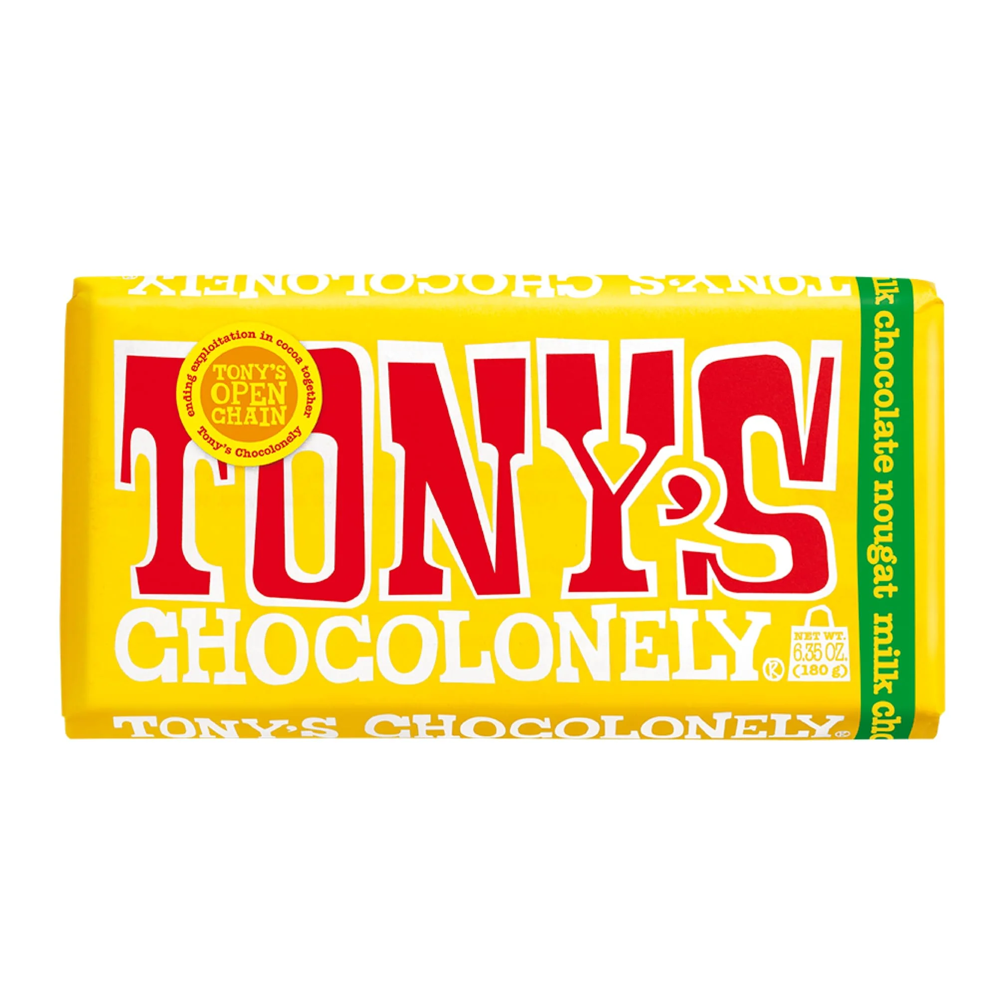 Tony’s Chocolonely Belgian Milk Chocolate Honey Almond Nougat Candy Bar for Snacks, Chocolate Bar for Party Favors, Gifts, or Gift Basket, 32% Cacao, Made From Quality Fairtrade Cocoa, 6.35 Oz