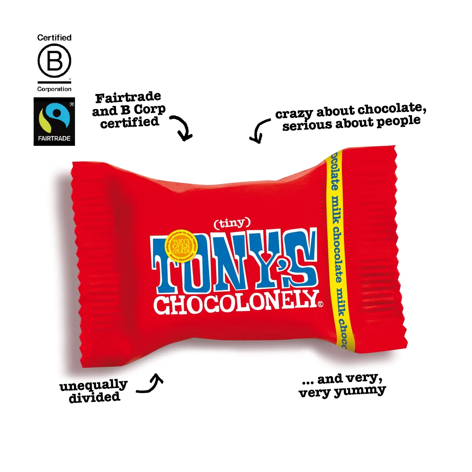Tony's Chocolonely 32% Milk Chocolate - Belgium Chocolate, Fairtrade & B Corp Certified - 4.44 OZ (1 Pouch) - Image 3