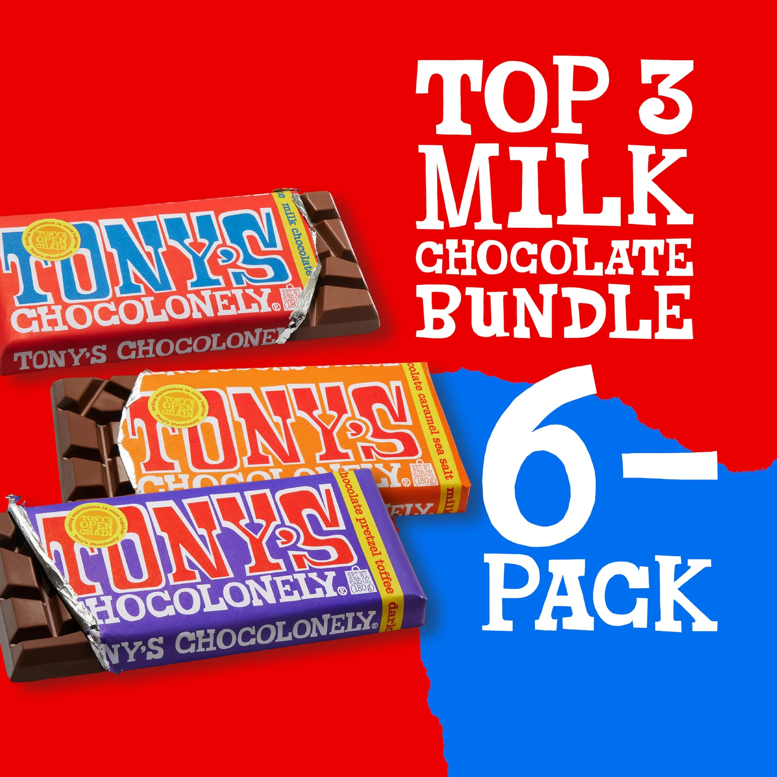 Tony's Chocolonely - Top 3 Milk Chocolate Bundle - Belgium Chocolate Bar, No Artificial Flavoring, Made From Fairtrade & B Corp Certified - 6.35 Oz, 6 Bars - Image 6