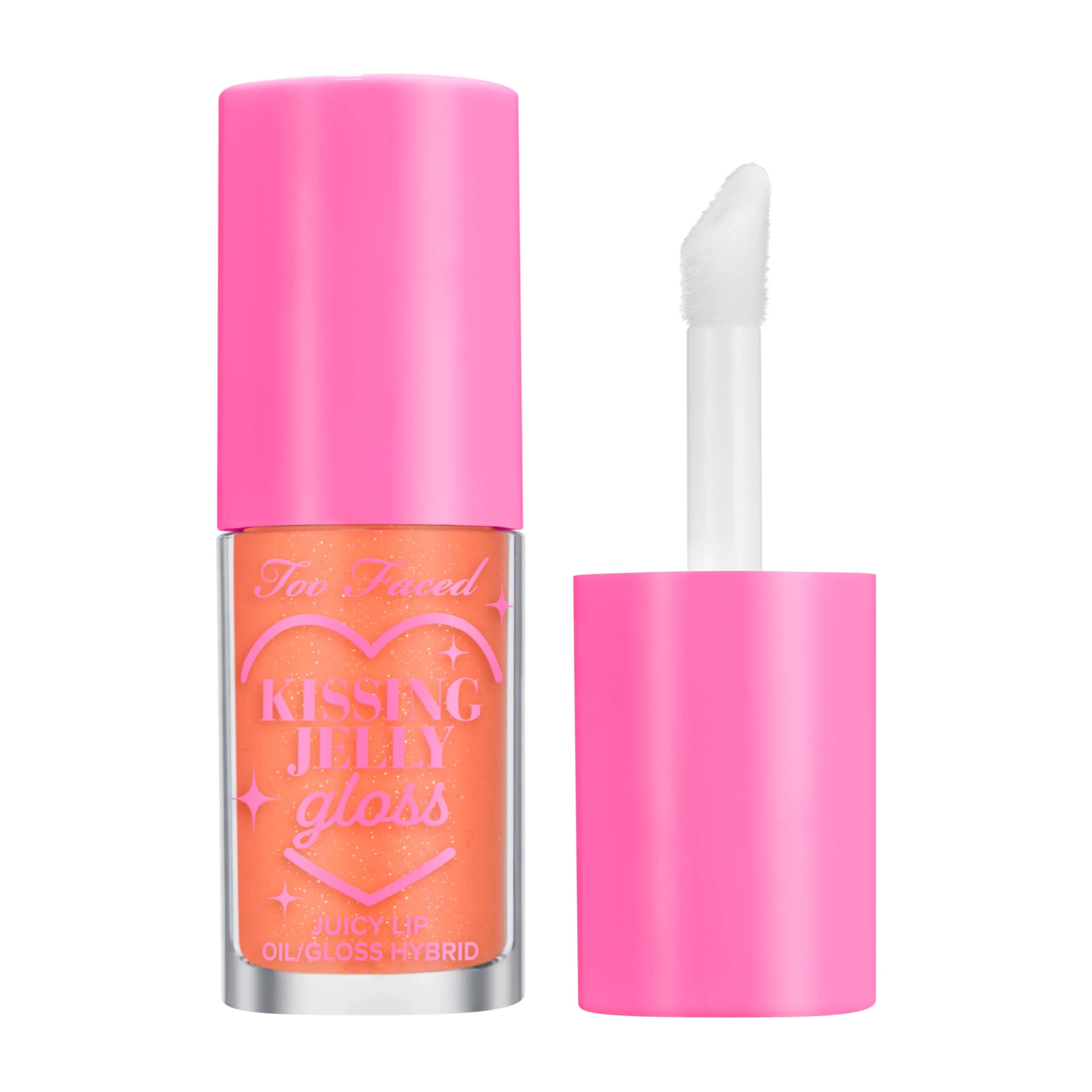 Too Faced Kissing Jelly Lip Oil + Gloss | Hydrating Lip Serum Treatment with Jojoba Oil for Instant Moisture and Glossy Shine, 0.15 Fl Oz, Peach Rings