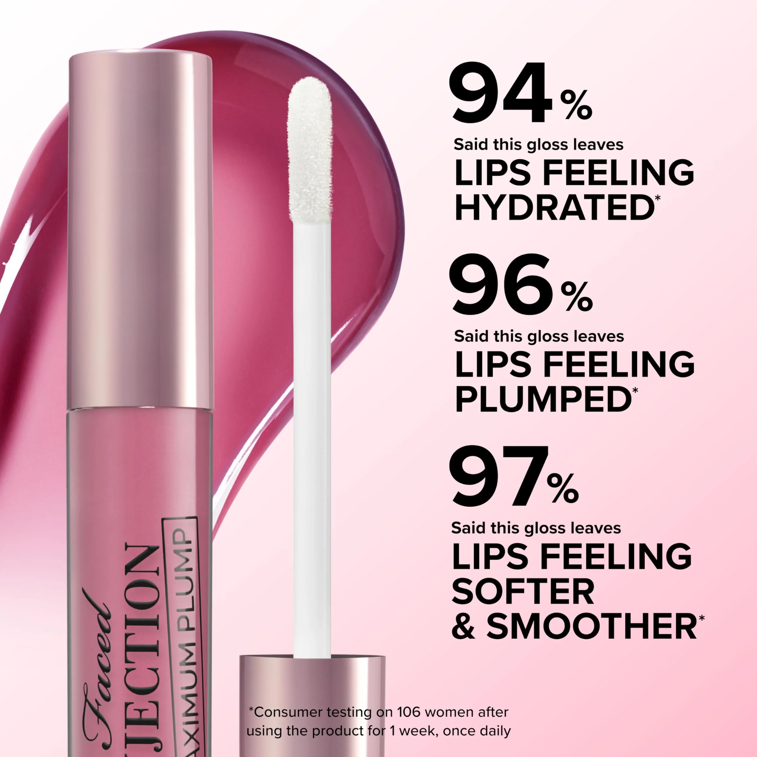 Too Faced Lip Injection Maximum Plump Extra Strength Lip Plumper Gloss | Hydrating, Volumizing, + Plumping, 0.14 Fl Oz, Magic Crystal (Sheer Ballet Pink) - Image 7