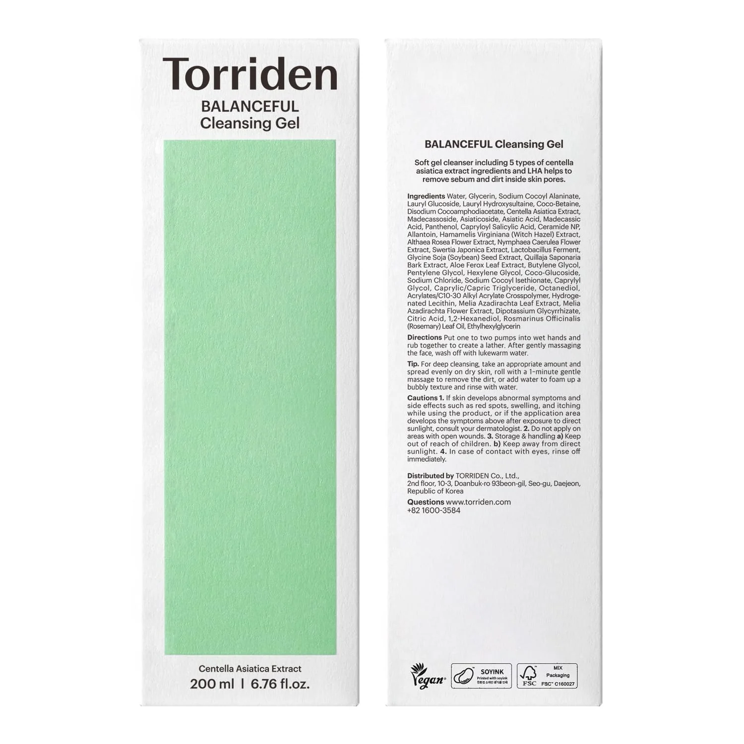 Torriden BALANCEFUL Cleansing Gel 200ml (6.76 fl. oz.) | Low pH Cleanser | Gentle Facial Cleanser that Soothes, Calms, and Hydrates | 5 types of Centella Asiatica Extracts - Image 2