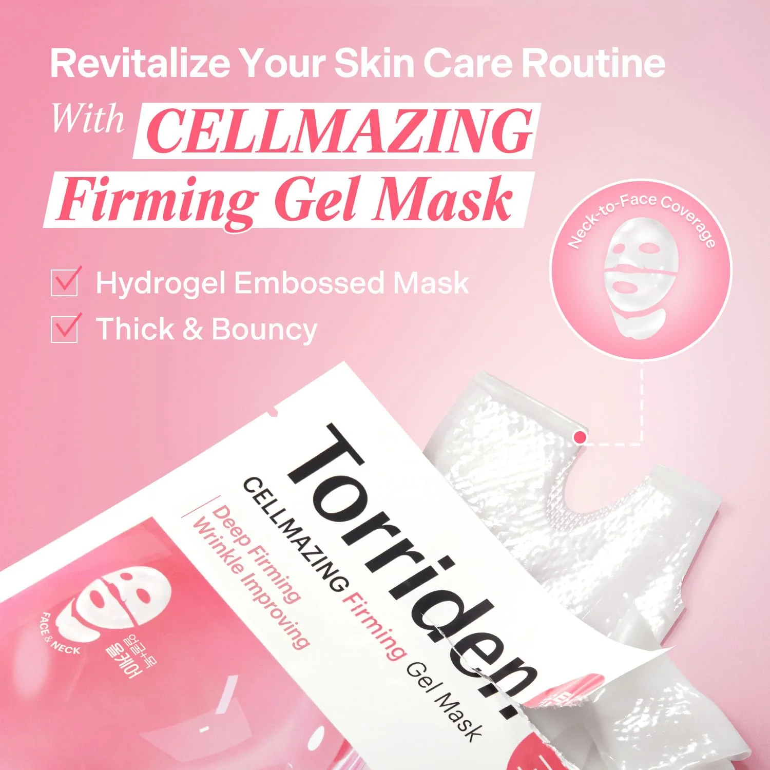 Torriden CELLMAZING Collagen Firming Gel Sheet Mask for Face & Neck (4 Pack) | Smoother, Firmer-Looking Skin with 5D Collagen Complex | Korean Skincare Mask - Image 8