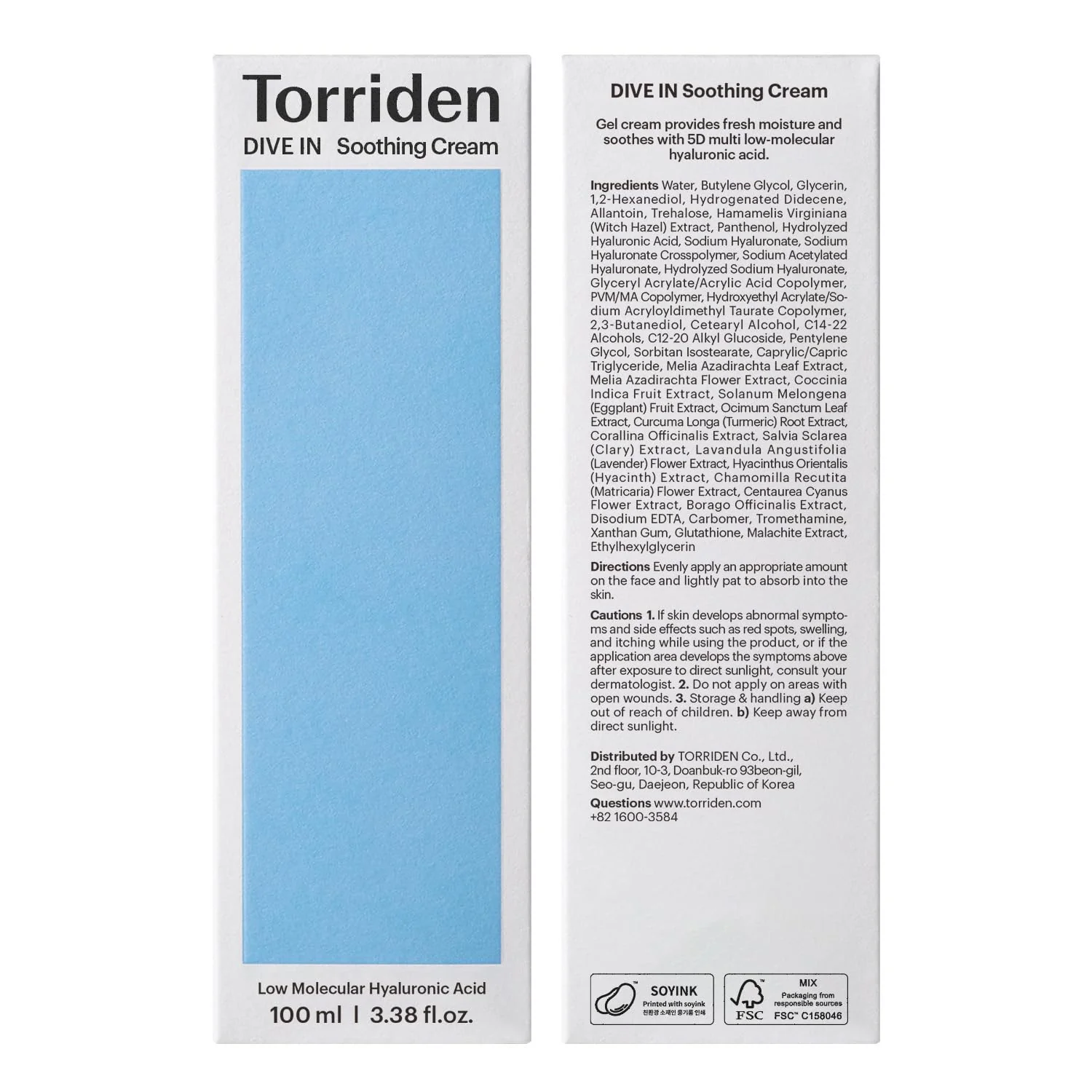 Torriden DIVE IN Hyaluronic Acid Soothing Cream Tube Type 100ml (3.38 fl. oz) | Revitalizing Facial Moisturizer for Sensitive and Dry Skin | Hyaluronic Acid, Panthenol, Allantoin - Image 2