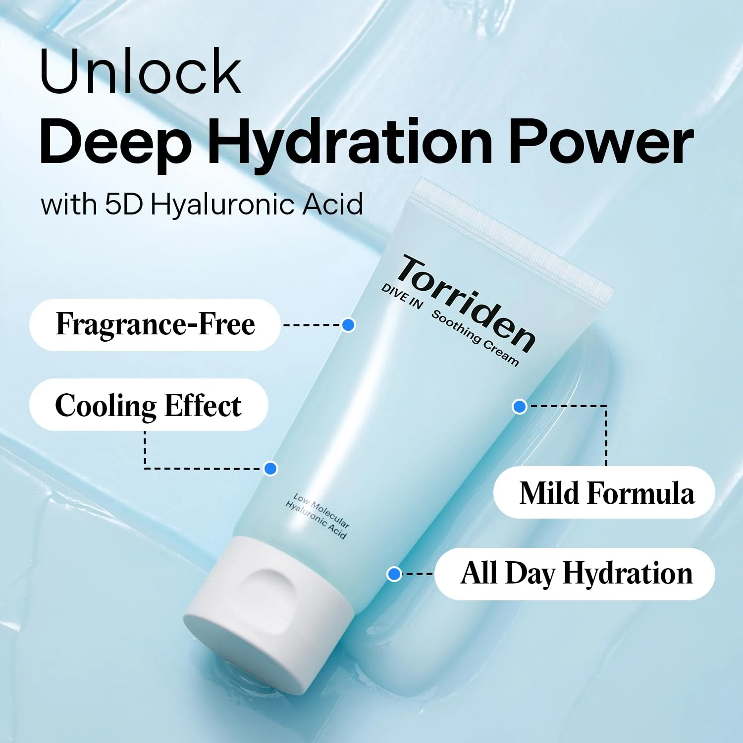 Torriden DIVE IN Hyaluronic Acid Soothing Cream Tube Type 100ml (3.38 fl. oz) | Revitalizing Facial Moisturizer for Sensitive and Dry Skin | Hyaluronic Acid, Panthenol, Allantoin - Image 9