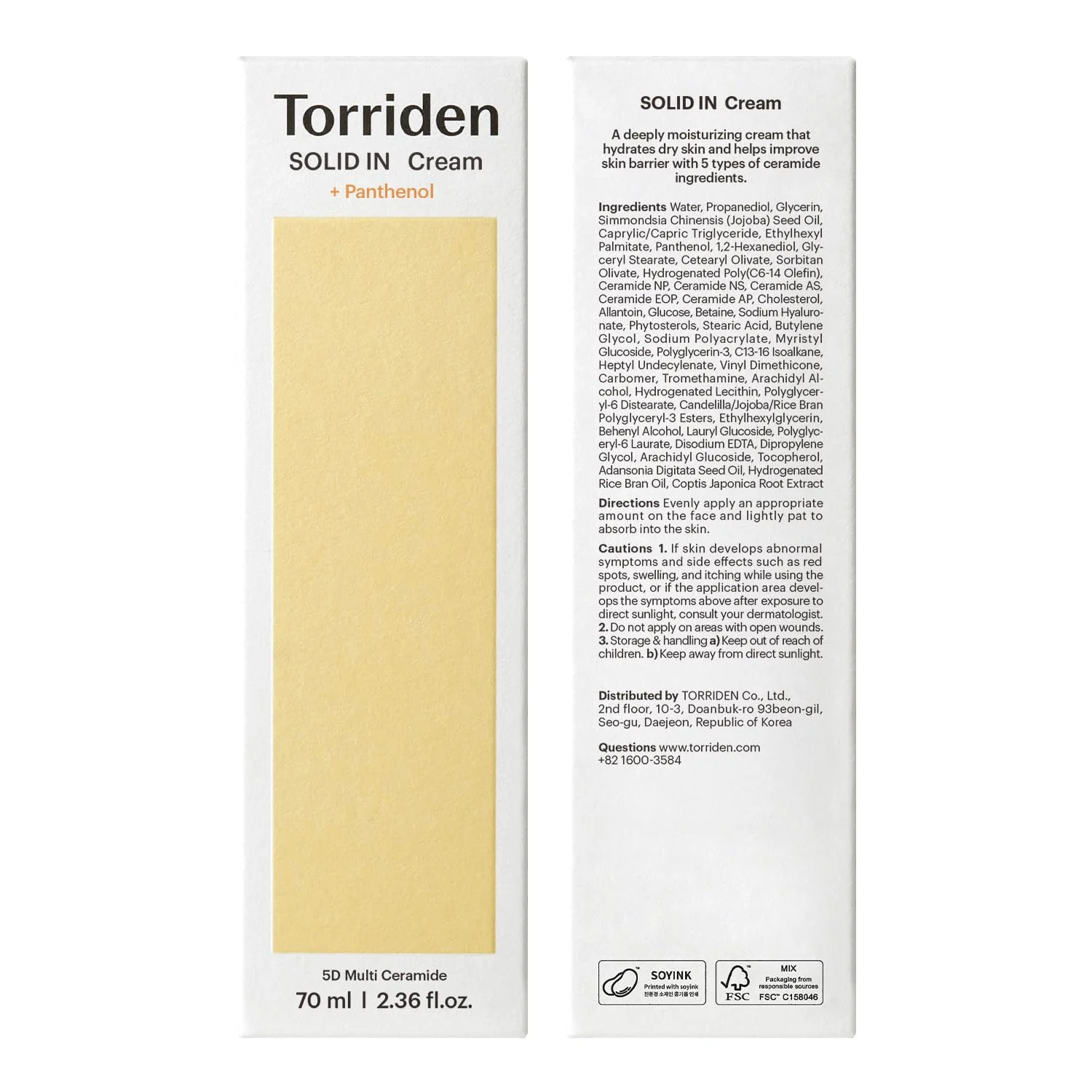 Torriden SOLID IN Ceramide Cream 70ml (2.36 fl. oz.) | Ceramide Moisturizer for Healthy Skin Barrier, Soothing, Nourishing | 5 types of Ceramide, Allantoin, Panthenol - Image 2
