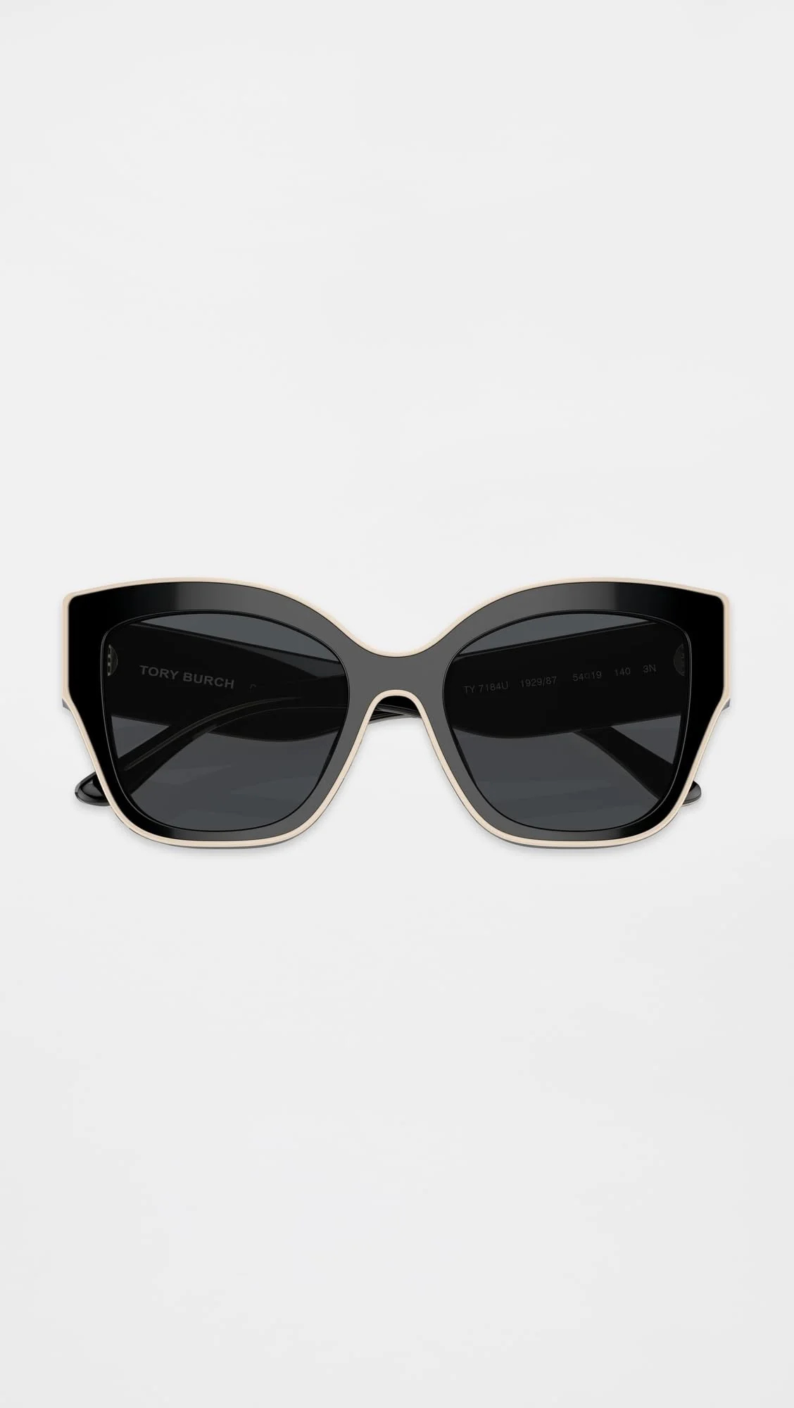 Tory Burch Women's Monogram Butterfly Sunglasses, Black With Ivory Piping, 54/19/140 - Image 2