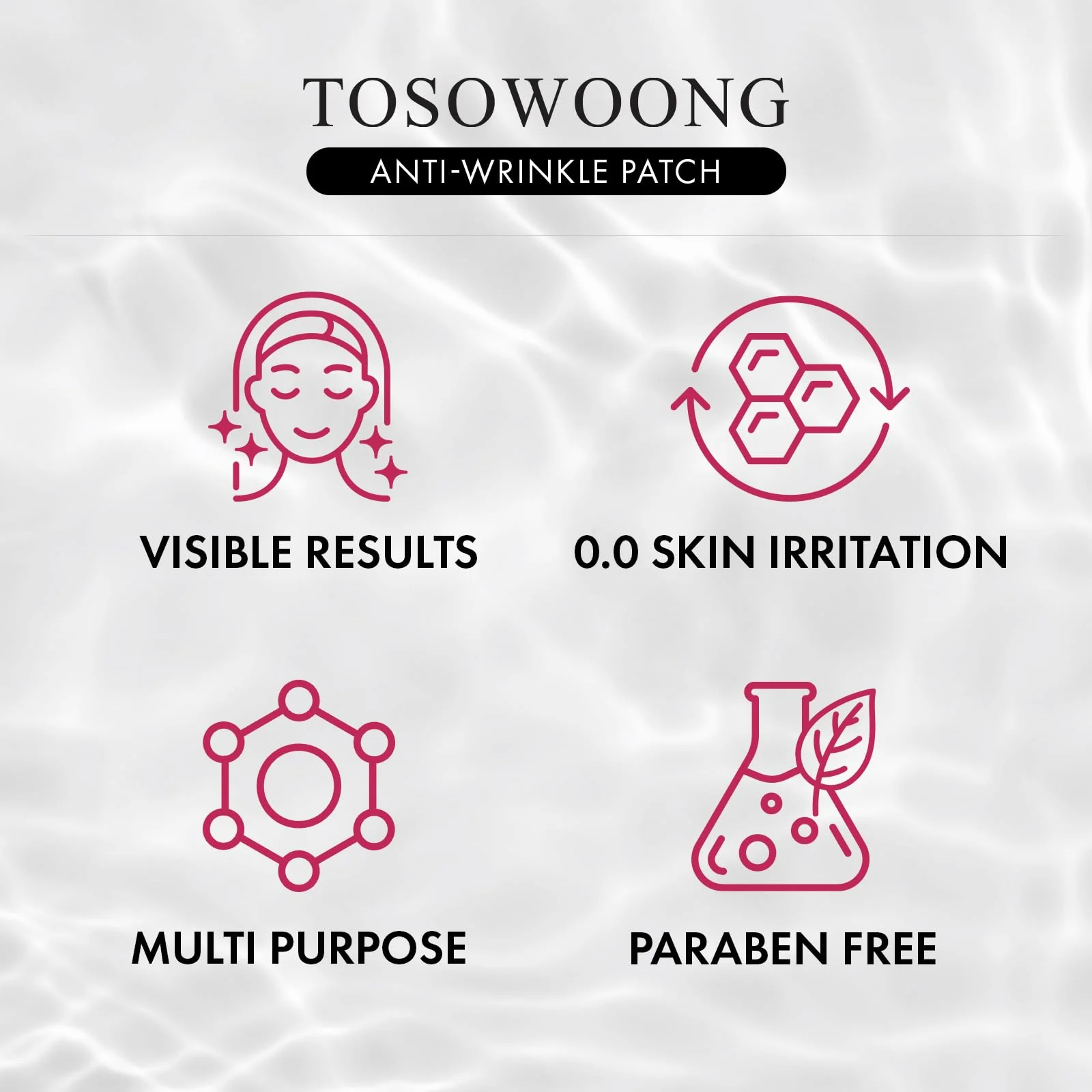 TOSOWOONG Anti-Wrinkle Patch with Hydrolyzed Collagen, Forehead & Eye & Smile Line Wrinkle Patches, Anti-Wrinkle Tape, K-Beauty Overnight Under Eye Patches, Korean Skincare, 5ea (10patches X 5) - Image 3