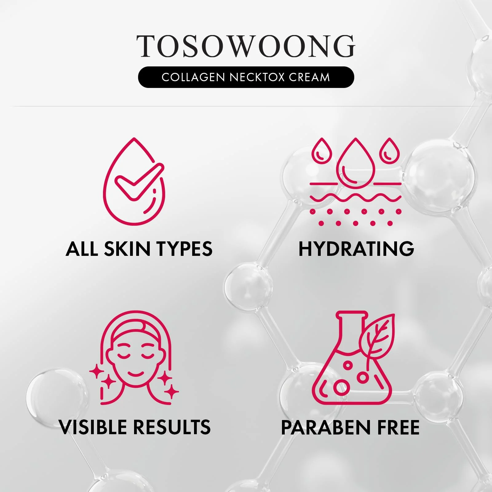 TOSOWOONG Collagen Necktox Cream with Collagen and Hyaluronic Acid for Neck Firming, Anti-aging, Wrinkles and Tightening, Korean Skin Care, 50ml, 1.69 fl. oz. - Image 3