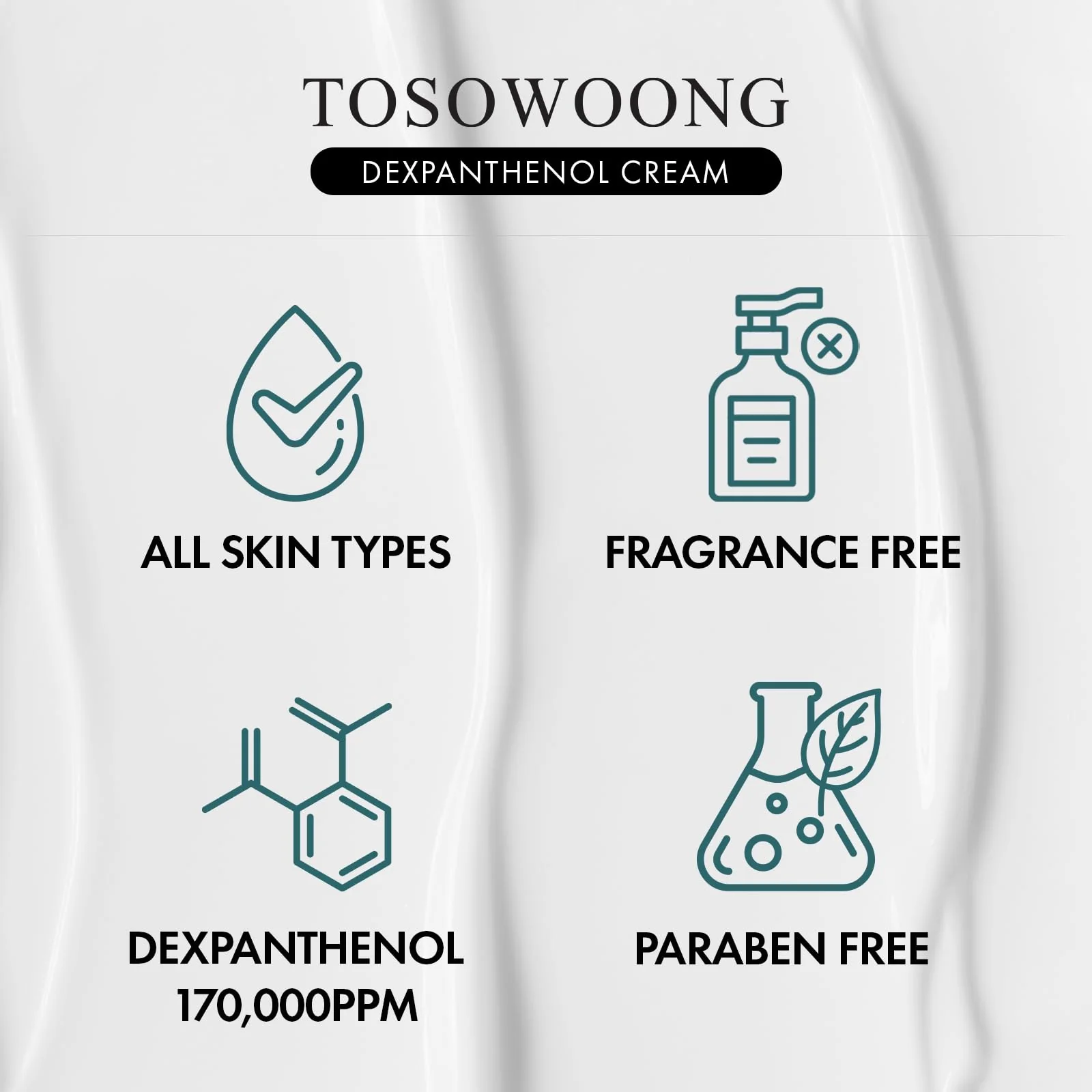 TOSOWOONG Dexpanthenol Cream, 170,000ppm B5 Panthenol, Madecassoside, Centella Asiatica for Skin Barrier Repair, Facial Moisturizer, Soothing, Hydrating, Korean Skincare, 60ml, 2.02 fl. oz. - Image 3