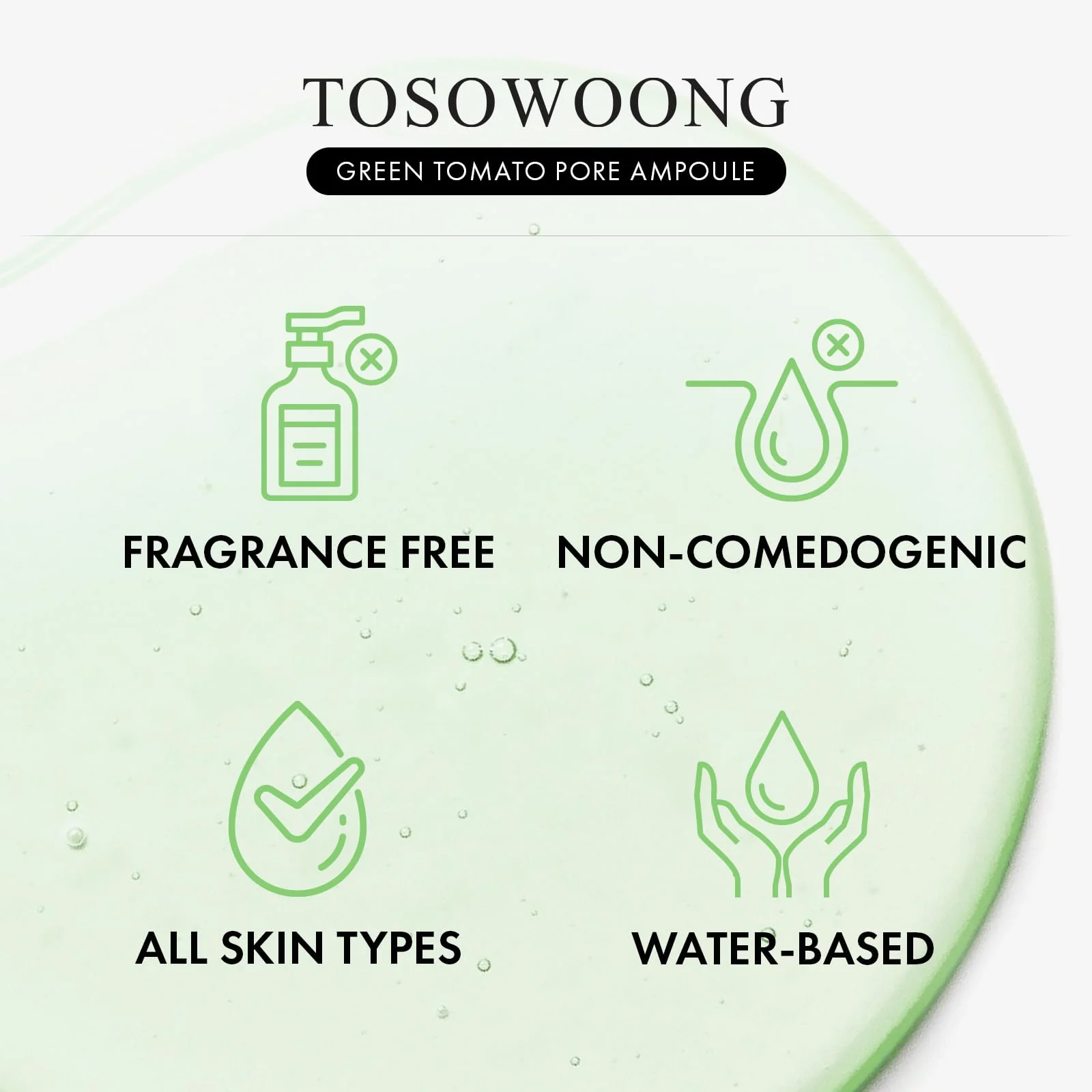 TOSOWOONG Green Tomato Pore Ampoule with Green Tomato, Witch Hazel and Hyaluronic Acid for Face Moisturizer and Pore Minimizing Treatment, Korean Skincare, 30ml, 1.01 fl. oz. - Image 3