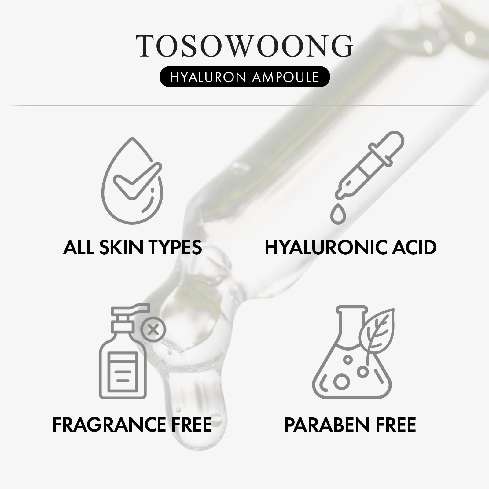 TOSOWOONG Hyaluronic Acid Ampoule, Hydrating Glow and Skin Barrier Protection, Anti-Aging Face Serum for Dry Skin, Korean Skincare Beauty Products, 100ml, 3.38 fl. oz. - Image 3