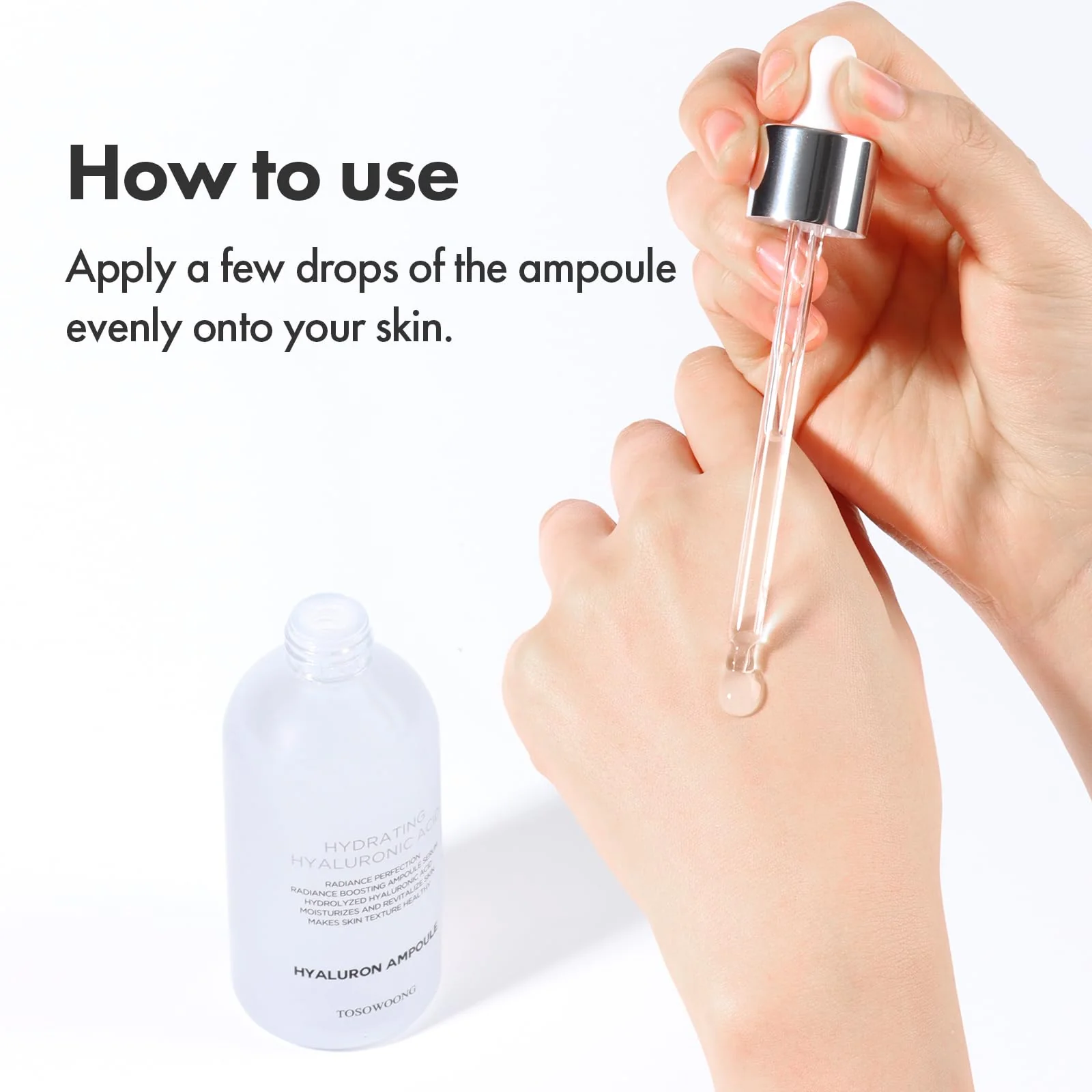 TOSOWOONG Hyaluronic Acid Ampoule, Hydrating Glow and Skin Barrier Protection, Anti-Aging Face Serum for Dry Skin, Korean Skincare Beauty Products, 100ml, 3.38 fl. oz. - Image 4