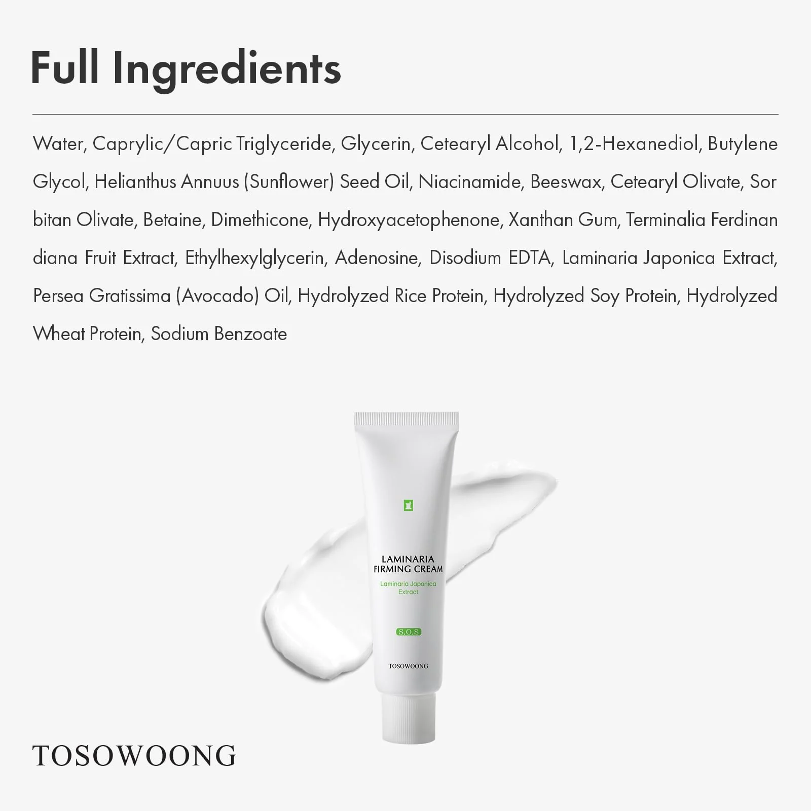 TOSOWOONG Laminaria Firming Cream with Niacinamide, Fights Wrinkles & Evens Tone, Firming Anti-Wrinkle Face & Neck Cream, Glycerin & Adenosine, 50g, 1.76 oz. - Image 2