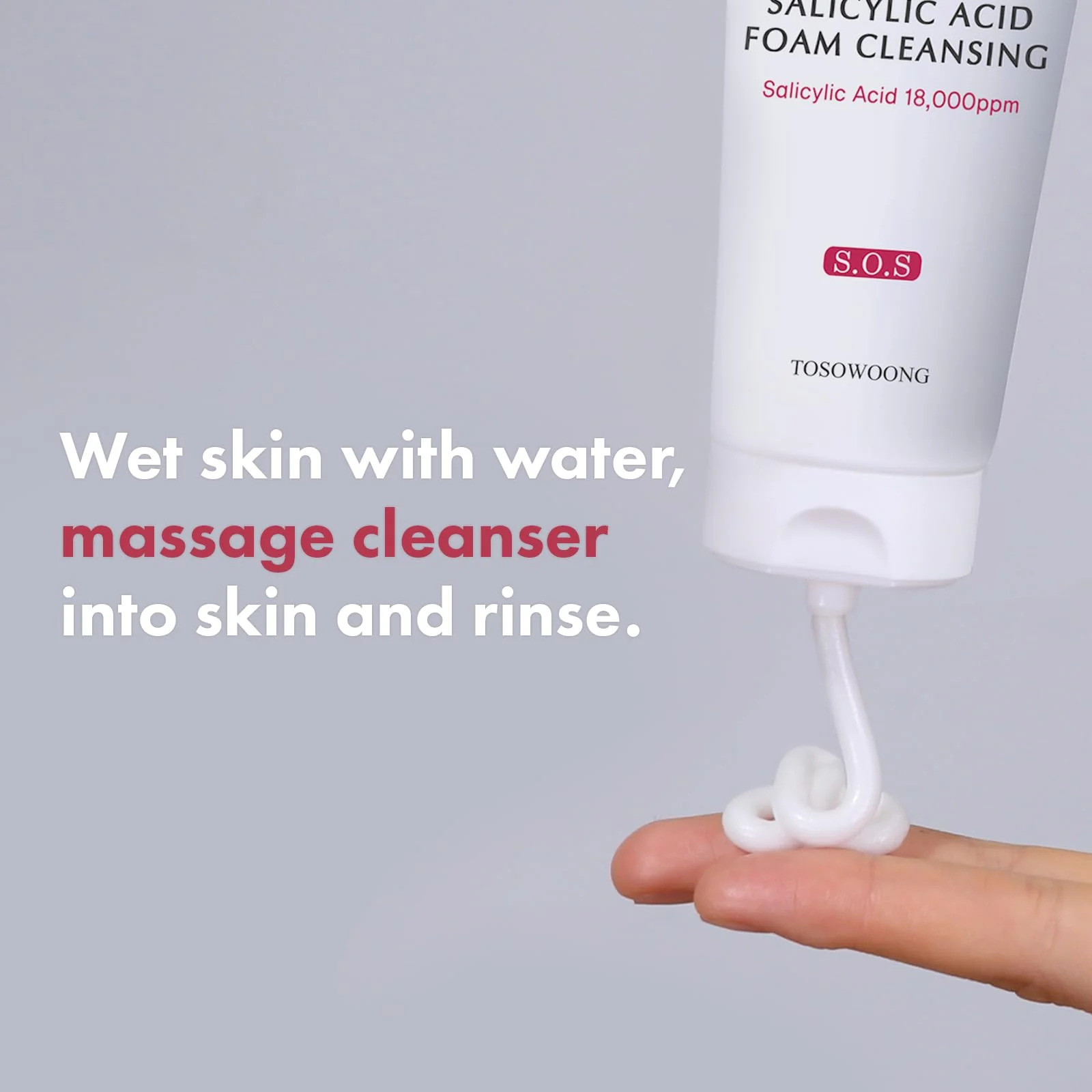 TOSOWOONG Salicylic Acid Foam Cleanser for Oily Skin, 18,000ppm Salicylic Acid, Deep Pore Cleansing, Face Wash For Breakouts, Exfoliating Cleanser, Korean Skin Care, 100ml, 3.38 fl. oz. - Image 4