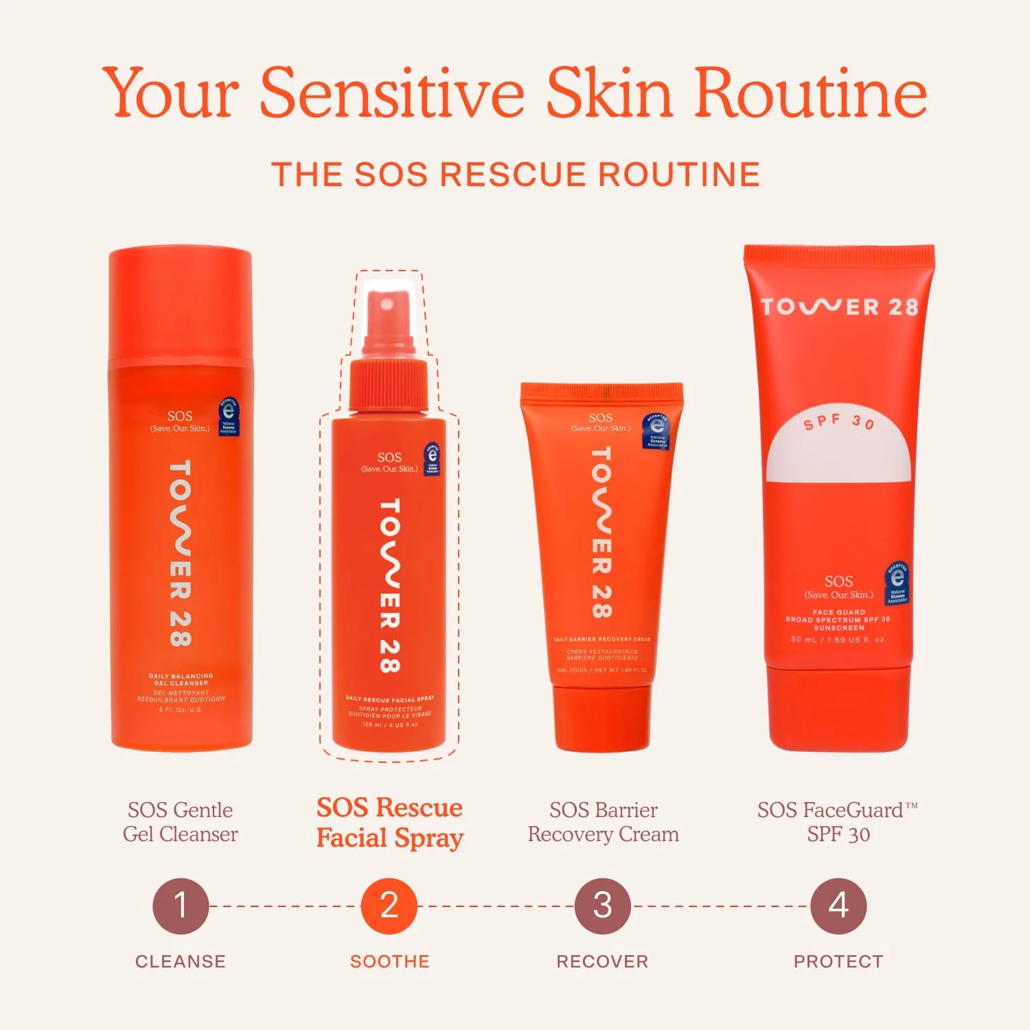 Tower 28 SOS Daily Rescue Facial Spray - Hypochlorous Acid Spray to Help Reduce Redness, Calm Irritation + Alleviate Flare-Ups - Soothing + Purifying Face Toner - Everyday Skin Care Essential (4 oz) - Image 3