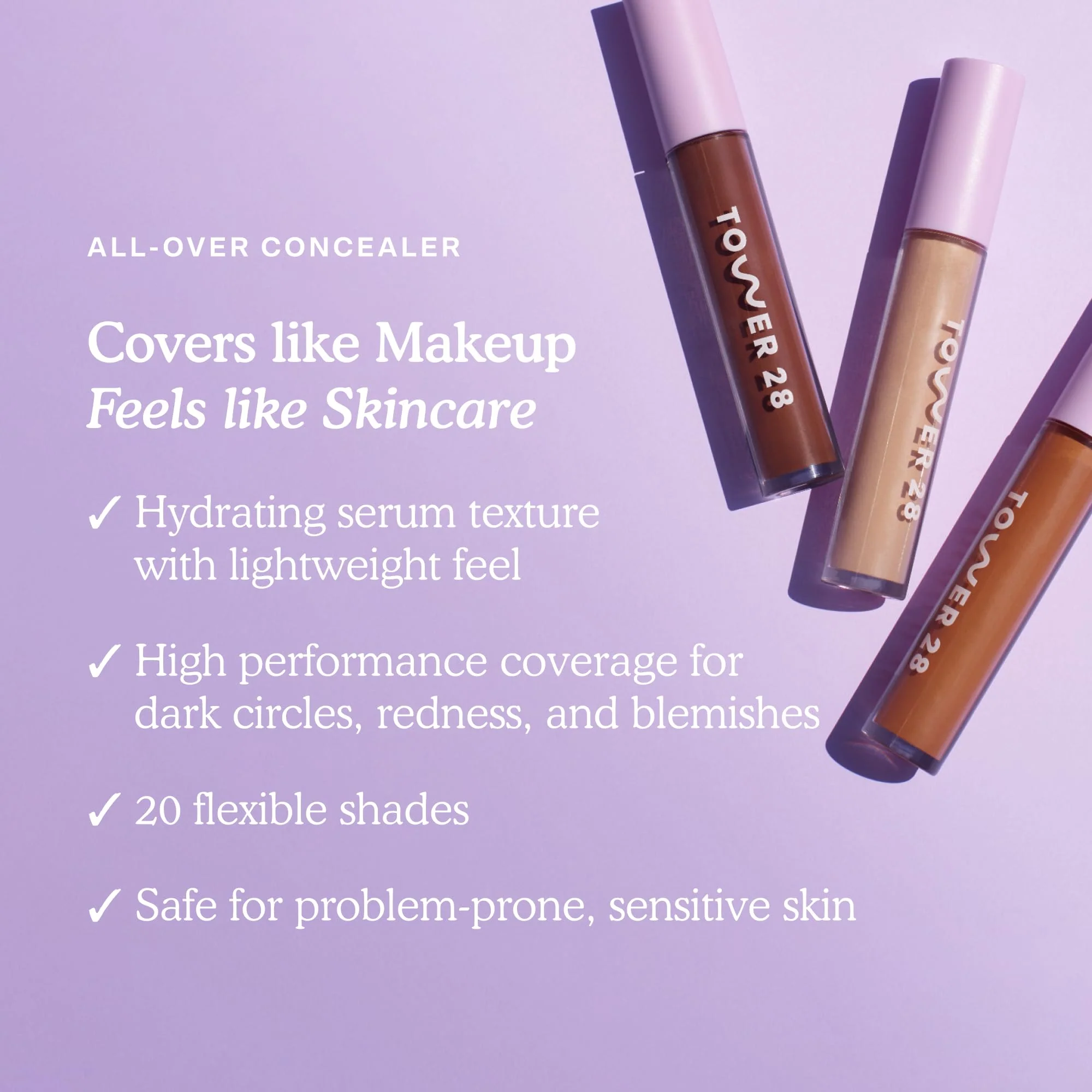 Tower 28 Swipe Serum Concealer - Hydrating Medium-Full Coverage Concealer + Under Eye Brightener - Skin Care Infused Makeup with Hyaluronic Acid + Soothing Centella - 1.0 Fair/Neutral (0.22 oz) - Image 8