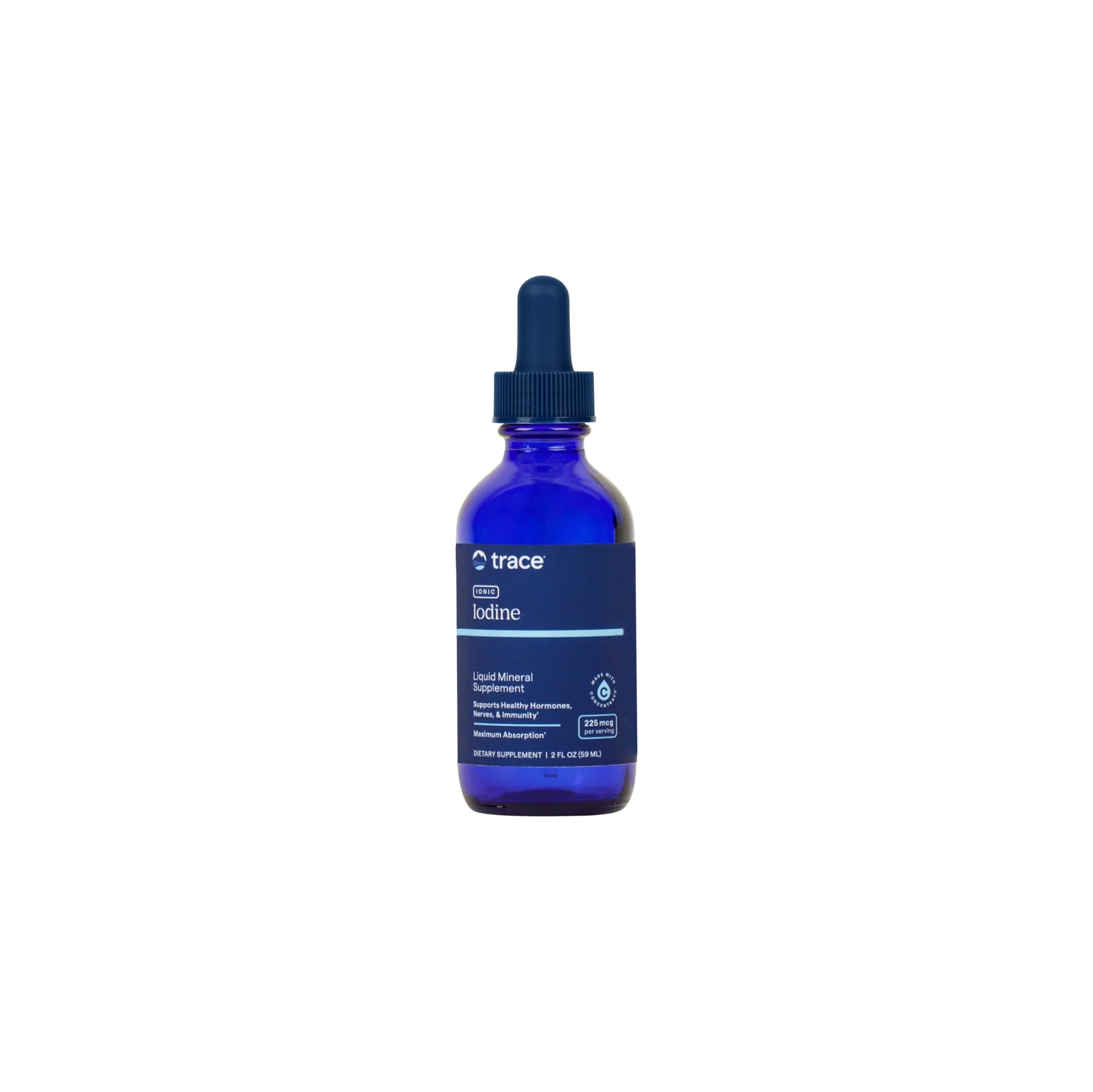 Trace Minerals Ionic Iodine 225 mcg - Gel Supplement to Support Immune System & Thyroid Health - Iodine Drops with Magnesium - Supports Healthy Nervous System - 2 fl oz (295 Servings)