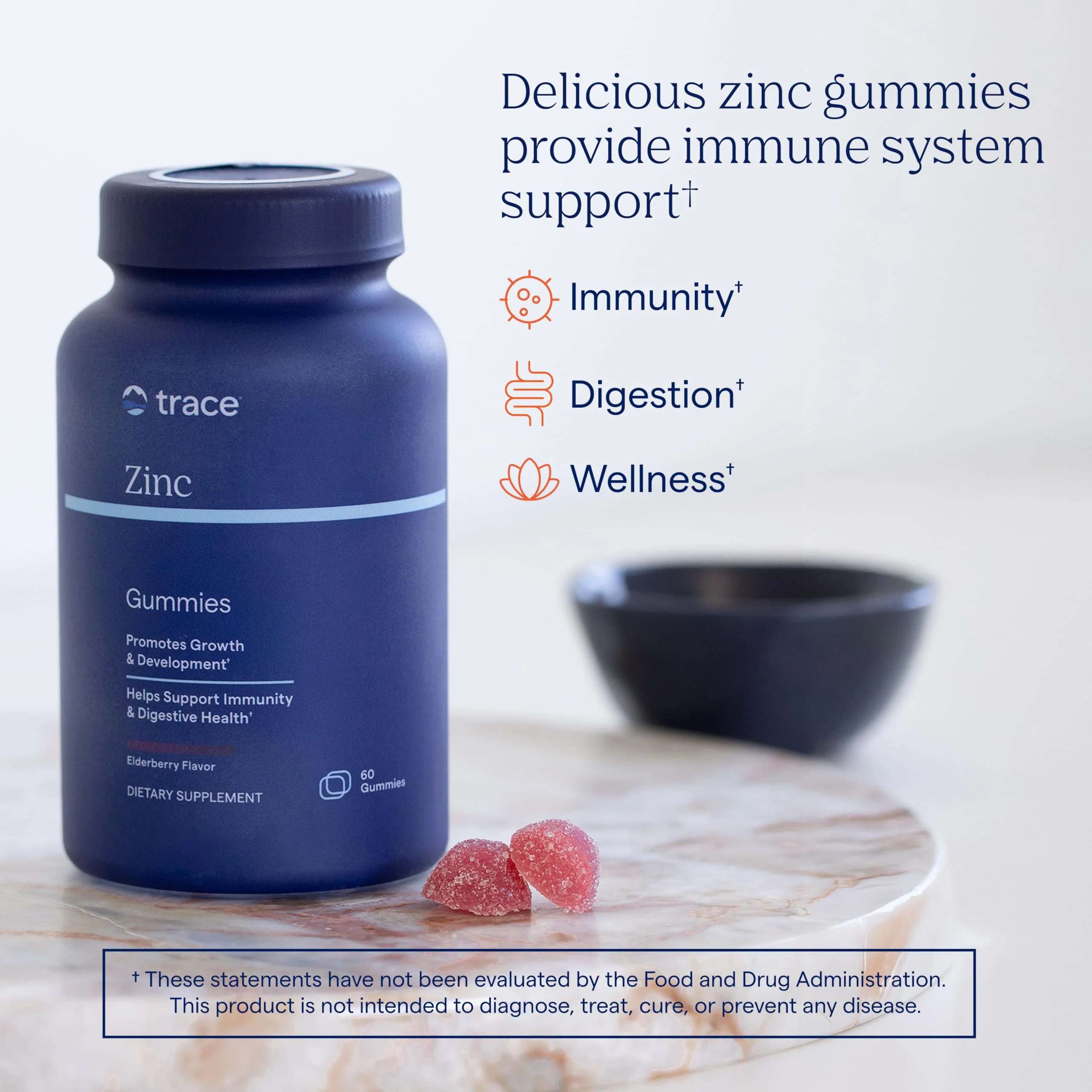 Trace Minerals Zinc - Zinc Gummy Supplement for Healthy Development & Immune Support - Digestion & Metabolism - Children's Gummy - Gelatin-Free & Vegan - Elderberry Flavor - 60 Count (30 Servings) - Image 2
