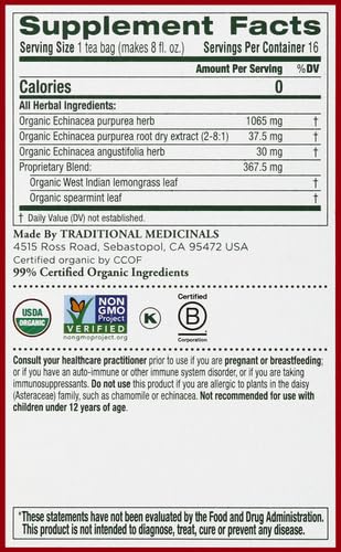 Traditional Medicinals Organic Echinacea Plus Seasonal Tea (Pack of 1), Promotes Immune Function, 16 Tea Bags - Image 12
