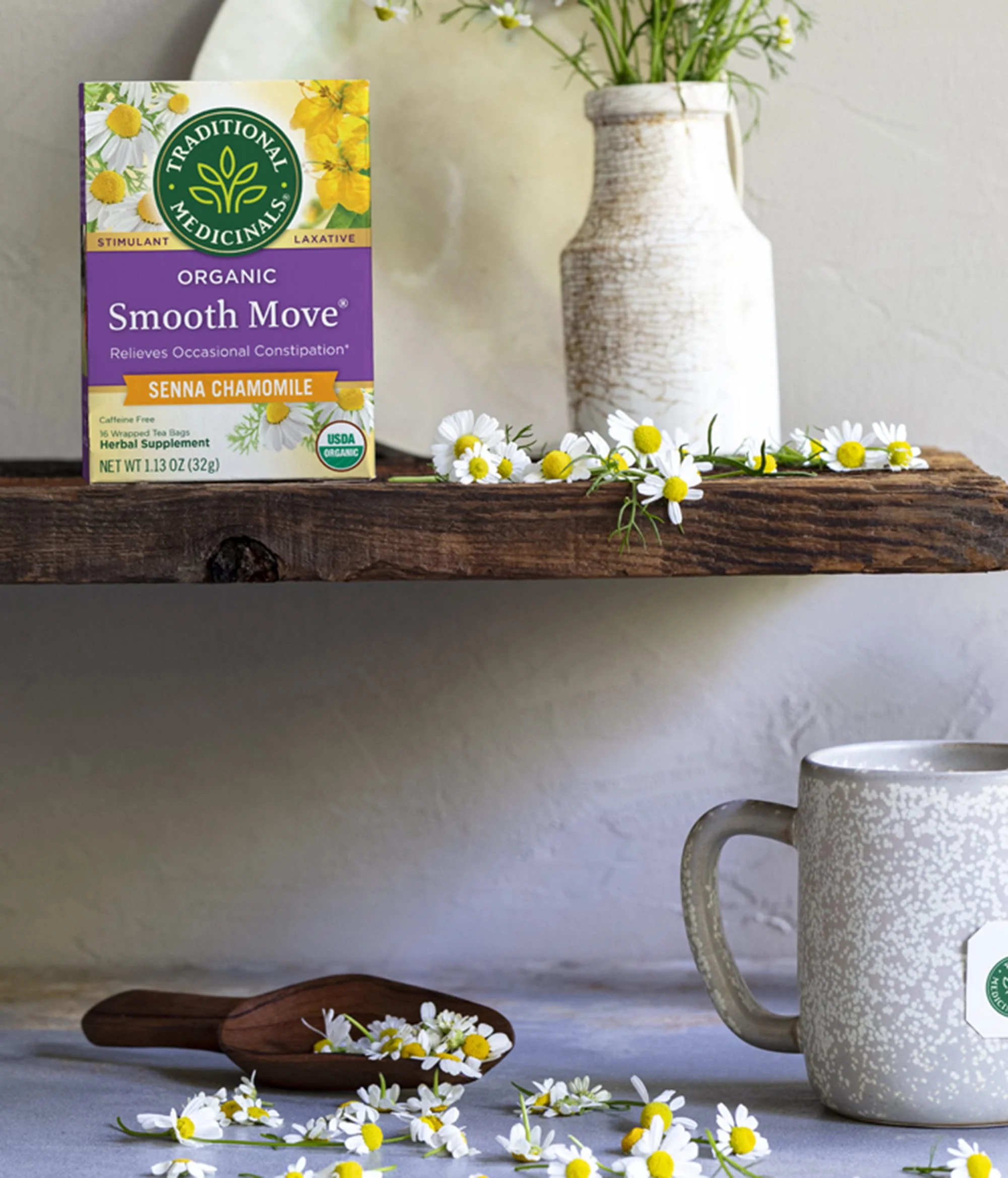 Traditional Medicinals Organic Smooth Move Senna Chamomile Herbal Tea, Relieves Occasional Constipation, (Pack of 1) - 16 Tea Bags - Image 3