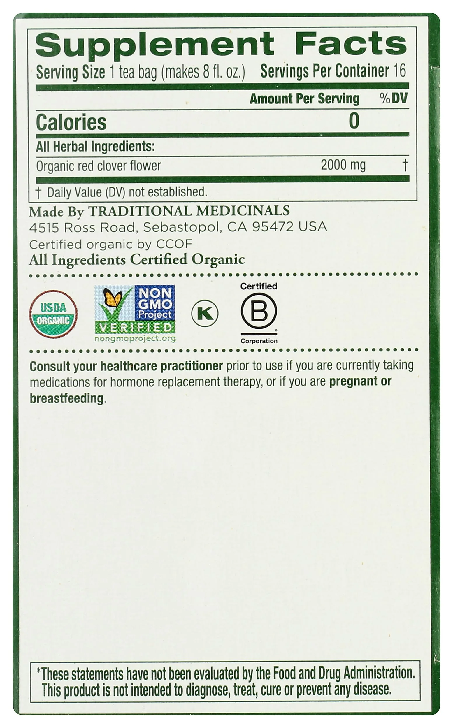 Traditional Medicinals, Tea Herbal Red Clover Organic, 16 Count - Image 3