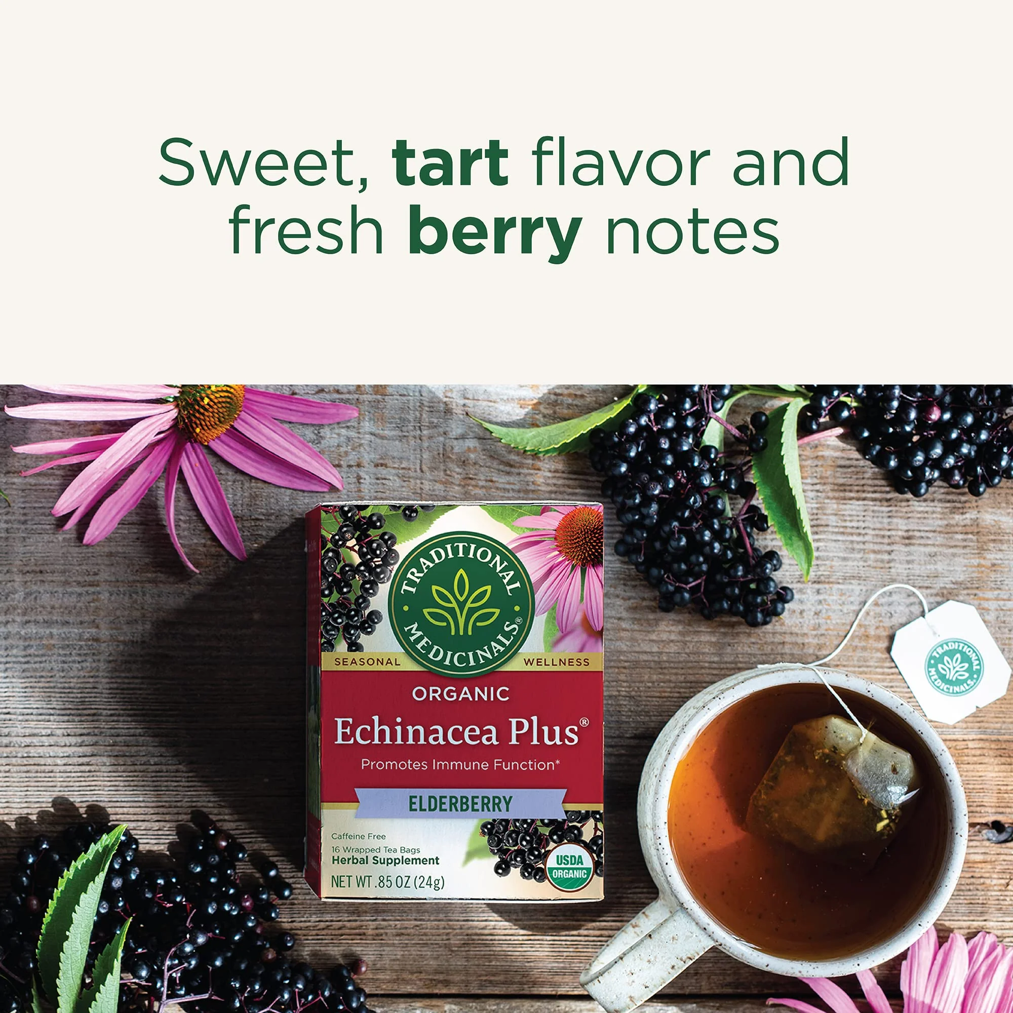 Traditional Medicinals Tea, Organic Echinacea Plus Elderberry, Boosts the Immune System, 16 Tea Bags - Image 5