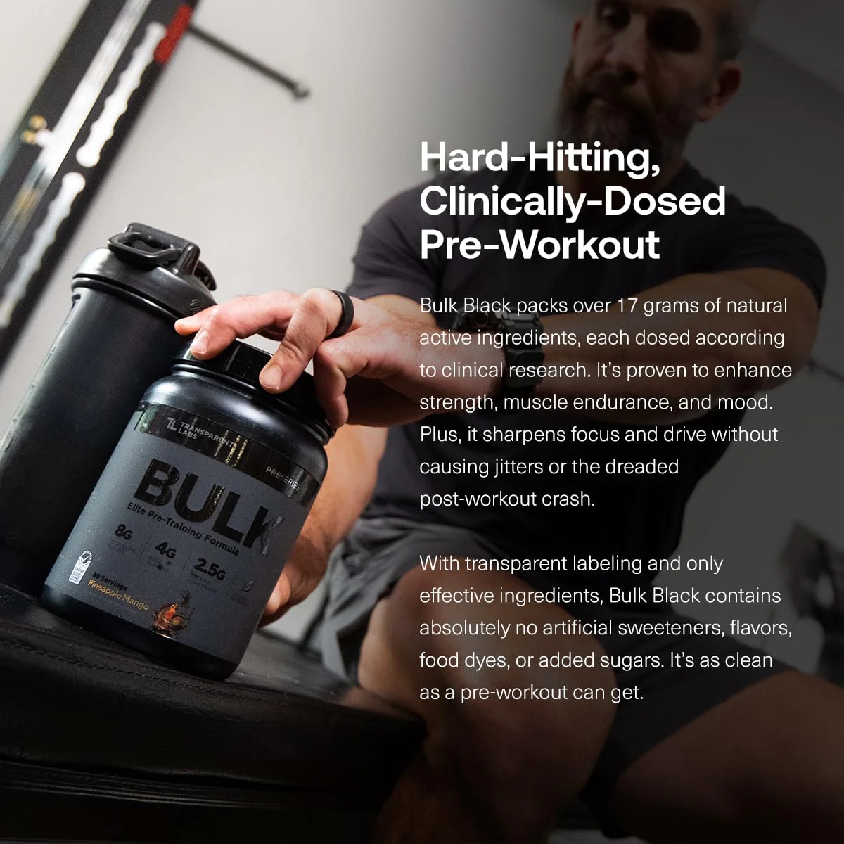 Transparent Labs Bulk Black Pre Workout - Clinically Dosed, Sugar Free Preworkout for Men and Women with Beta Alanine Powder, Citrulline Malate, & Caffeine - 30 Servings, Cherry Kiwi - Image 7