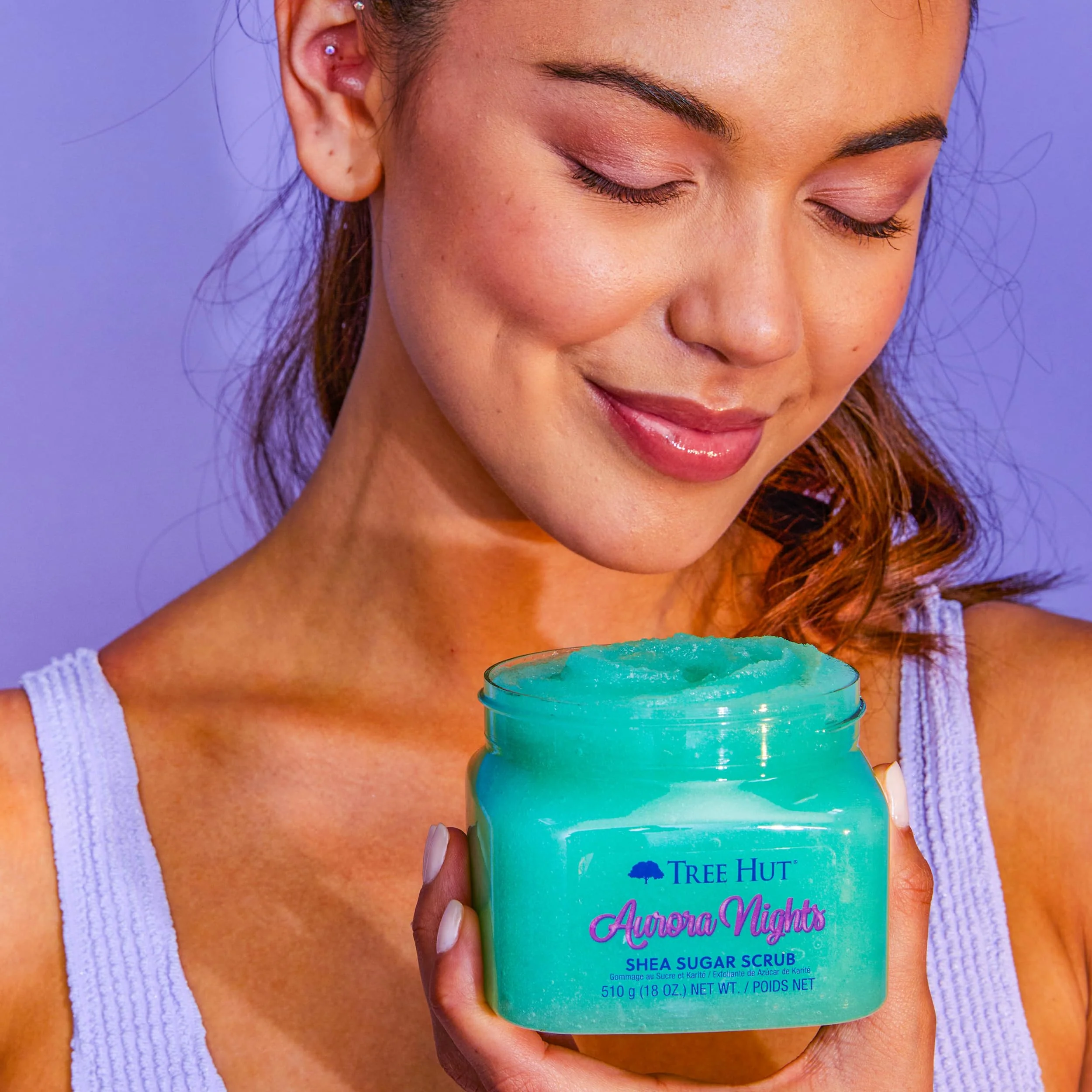 Tree Hut Aurora Nights Shea Sugar Scrub, Exfoliating, Hydrating & Moisturizing Body Scrub with Shea Butter & Nourishing Essential Oils, Smooth & Soften Skin, 18 oz - Image 3