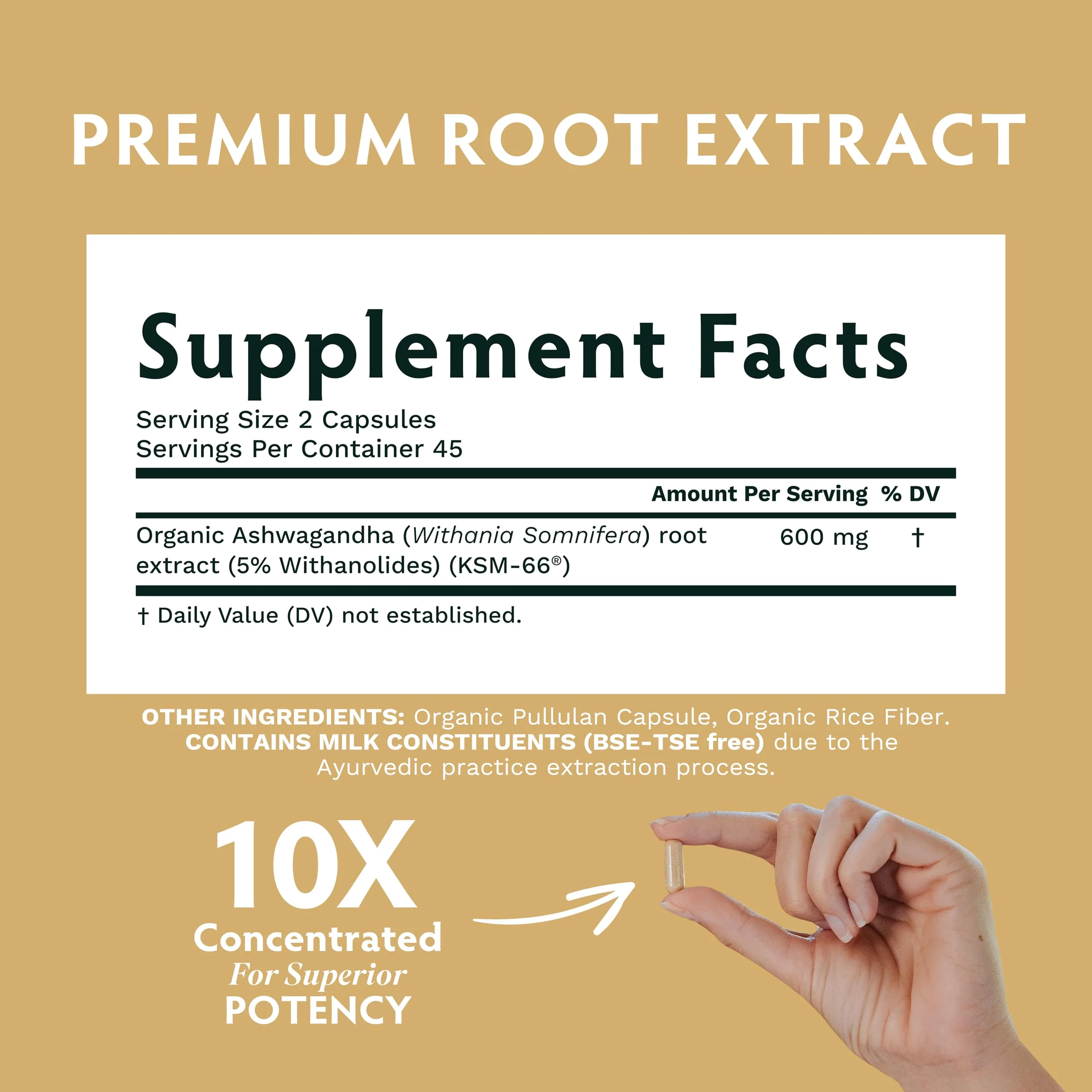 TRIBE ORGANICS Ashwagandha KSM 66 Pure Organic Root Powder Extract Ayurvedic Supplement - Focus, Mood Support, Increase Energy, Strength, 600mg of Natural KSM66 for Superior Absorption - 120 Capsules - Image 8