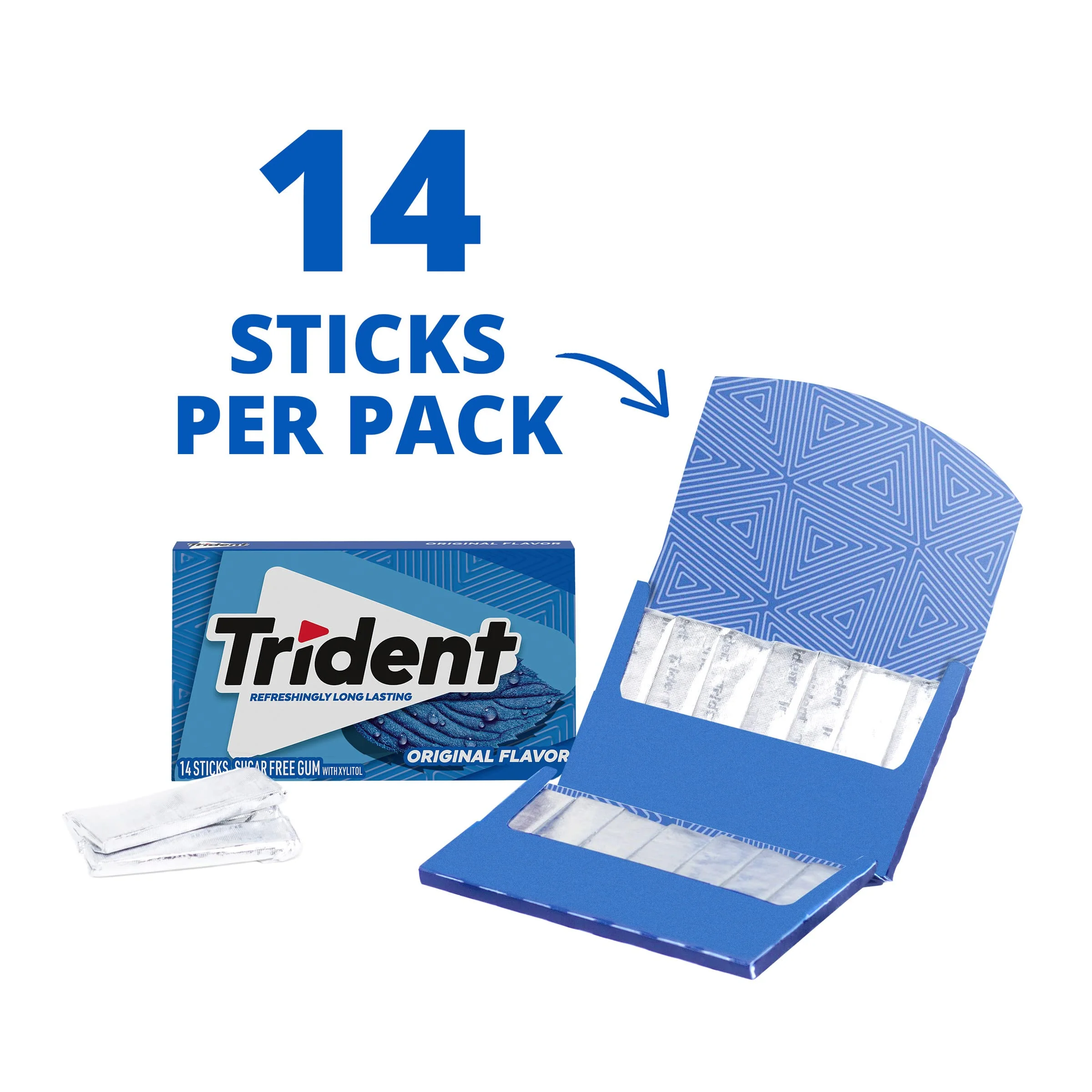 Trident Flavor Sugar Free Gum Packs of 14 Pieces Total Pieces, Original, 168 Count, (Pack of 12) - Image 17