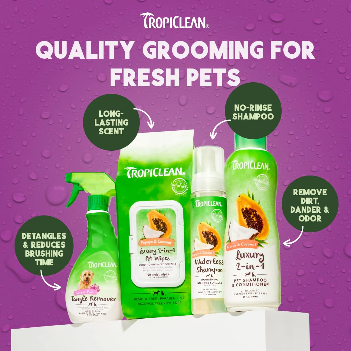 TropiClean Dog Detangler Spray Dematting, Leave in Conditioner, Perfect for Doodles & All Coat Types, Sweet Refreshing Scent, Made in the USA, 16 oz. - Image 2