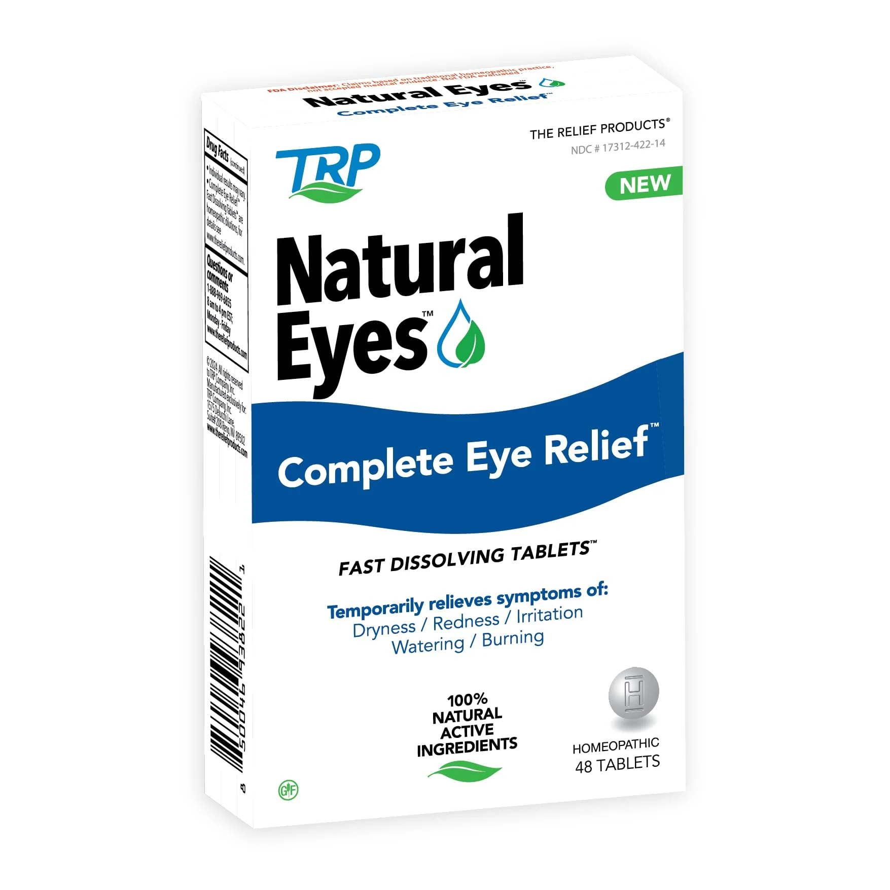 TRP Natural Eyes Complete Eye Relief Tablets - 100% Natural Active Ingredients - Helps Eye Dryness, Redness, Irritation, Watering, Burning - Fast Dissolve Tablets - 48ct - Image 7